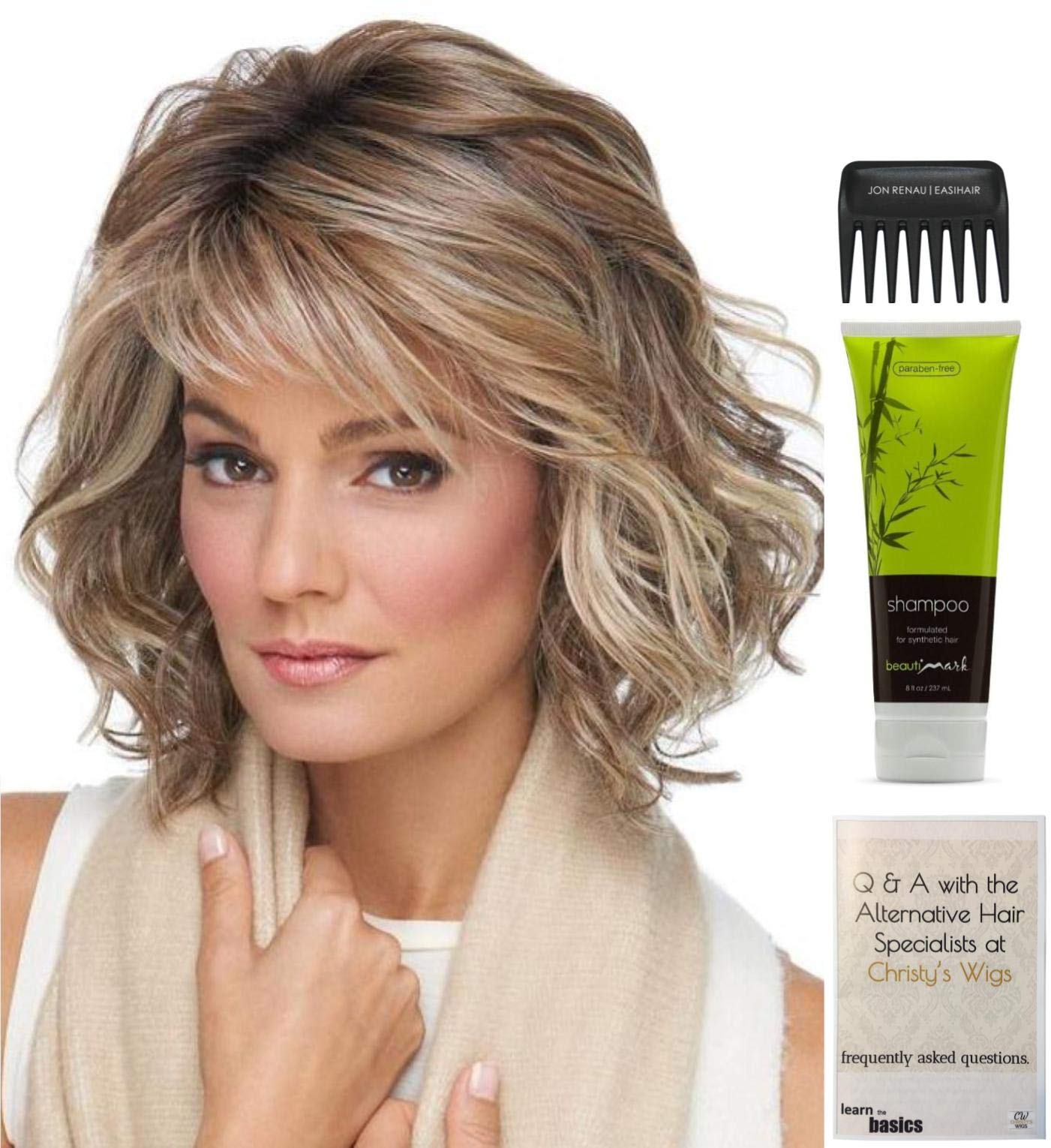 Raquel Welch Editor’s Pick Elite Wig Bundle - 4 Items Including Synthetic Shampoo, Wide Tooth Comb & Christy's Wigs Q&A Booklet (Color: SS1923) | Perfect for Cosplay, Costume Parties & Everyday Hair Styling