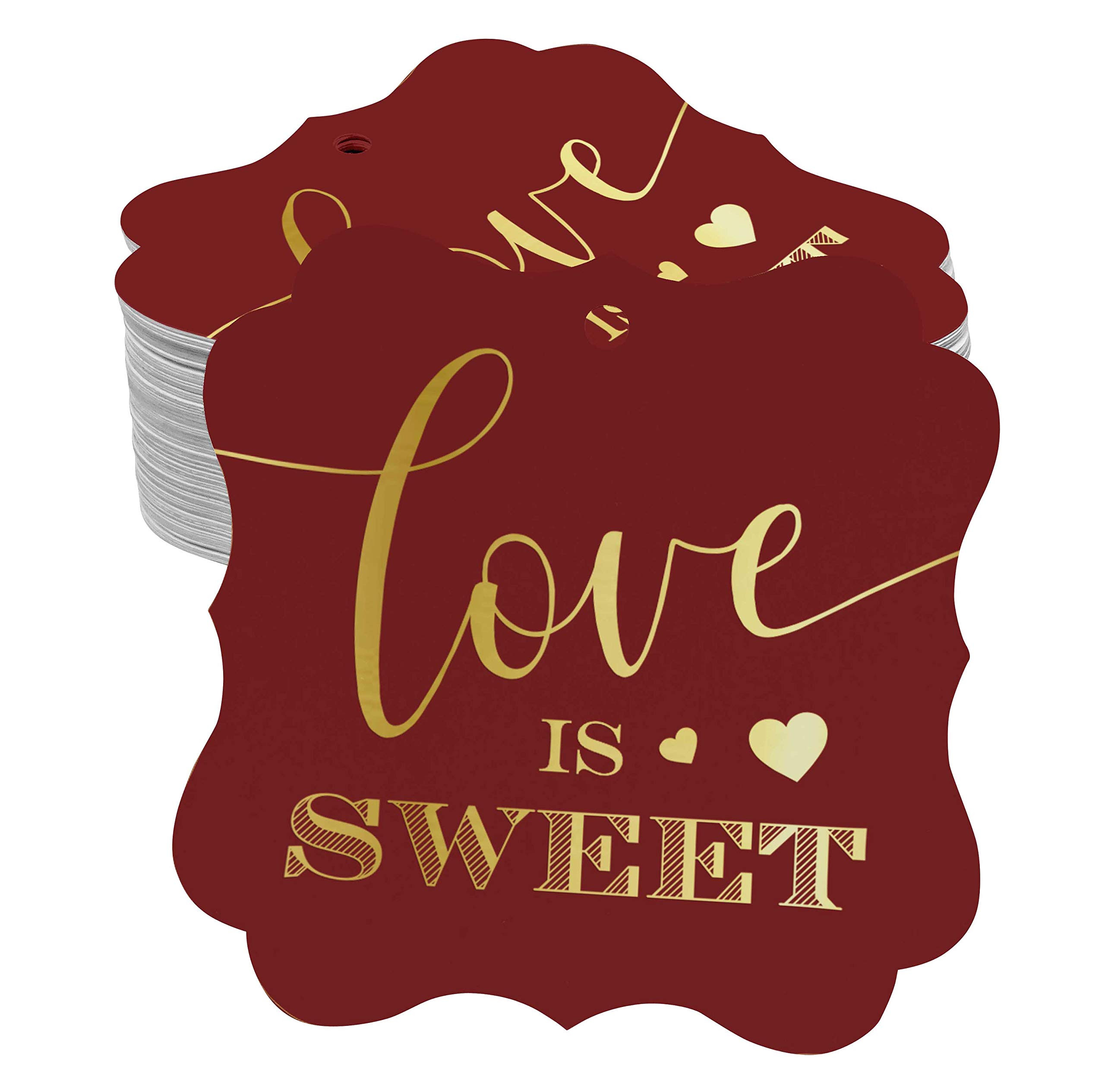 100PCS Real Gold Foil Bracket-Shaped Gift Tags - Elegant Wedding Favors, Bridal Shower Decorations & Party Favor Tags - Perfect for Wedding Invitations, Baby Showers, Anniversary Celebrations
