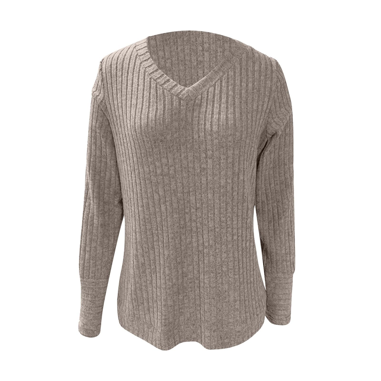 Trendy Fall Sweaters for Women 2024 - V Neck Casual Long Sleeve Pullover, Lightweight & Cozy Knit Top | Perfect for Office Wear, Weekend Outings & Autumn Layering