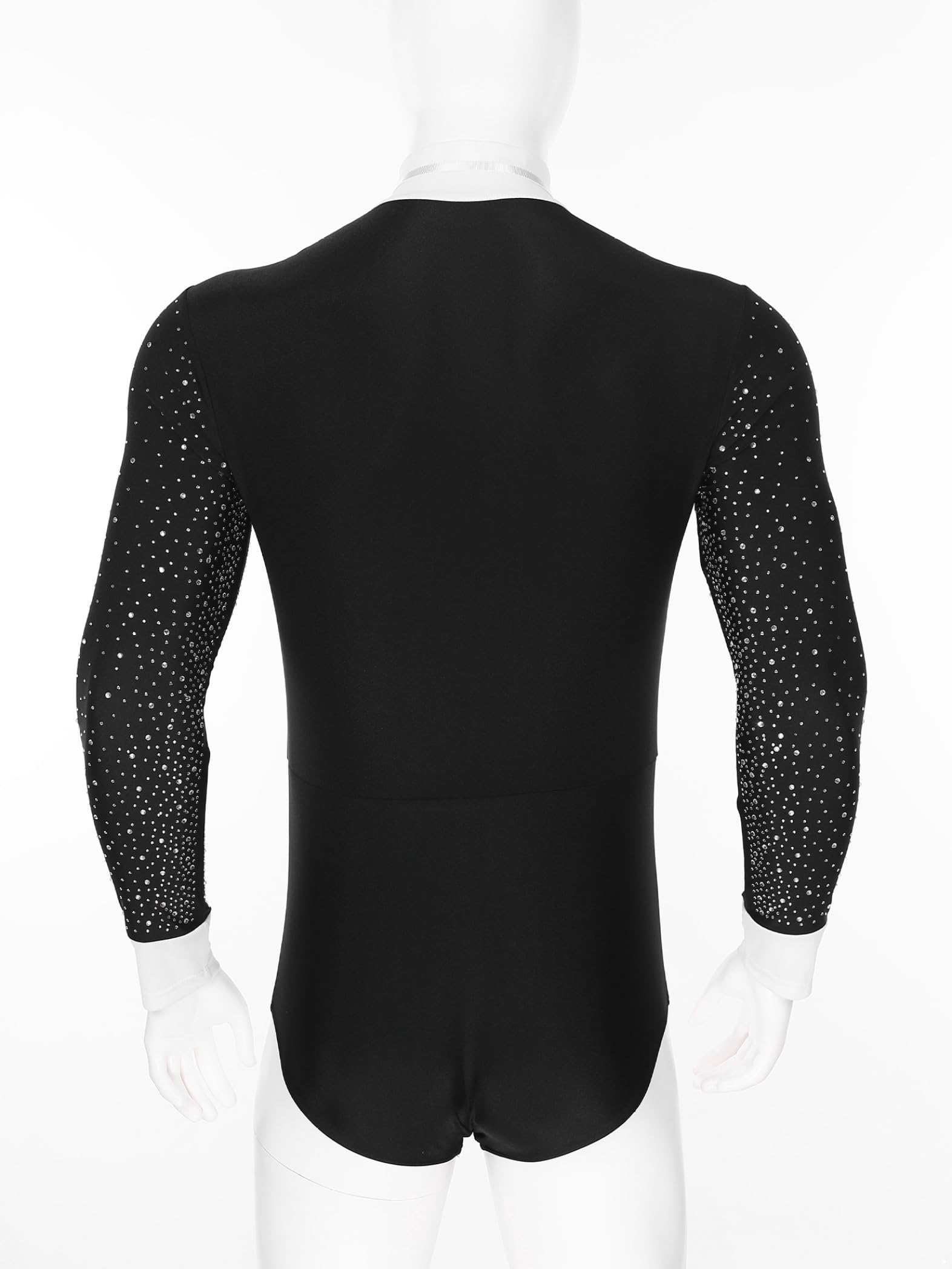 Men's Latin Dance Shirt - Salsa Rumba Tango One Piece Bodysuit with Bow Tie | Performance Costume for Ballroom, Competition & Stage Shows