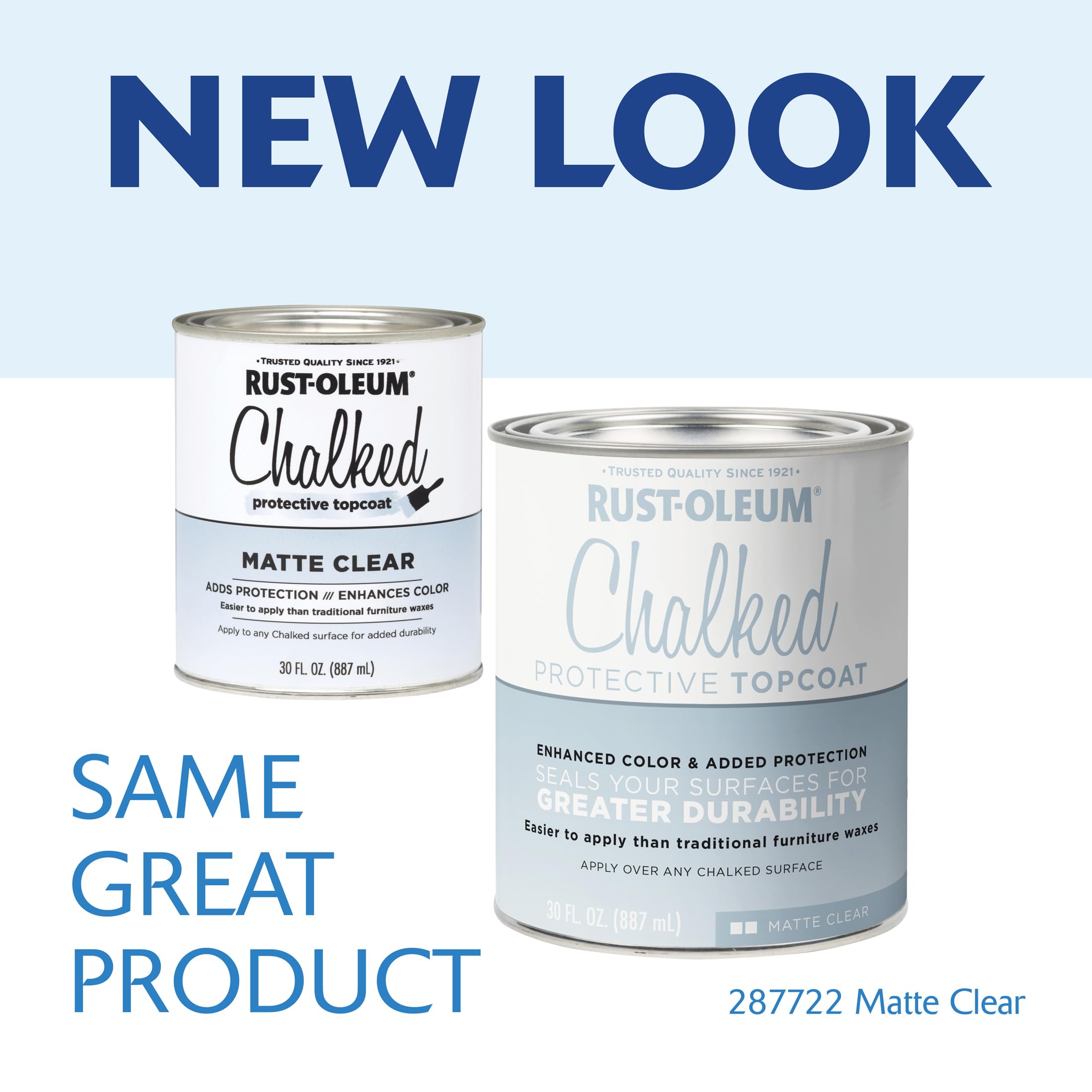 Rust-Oleum 287722 Clear Chalked Ultra Matte Paint - 1 Quart (30 Fl Oz) for Furniture, Cabinets & DIY Home Decor Projects - Water-Based, Low Odor, Durable Finish