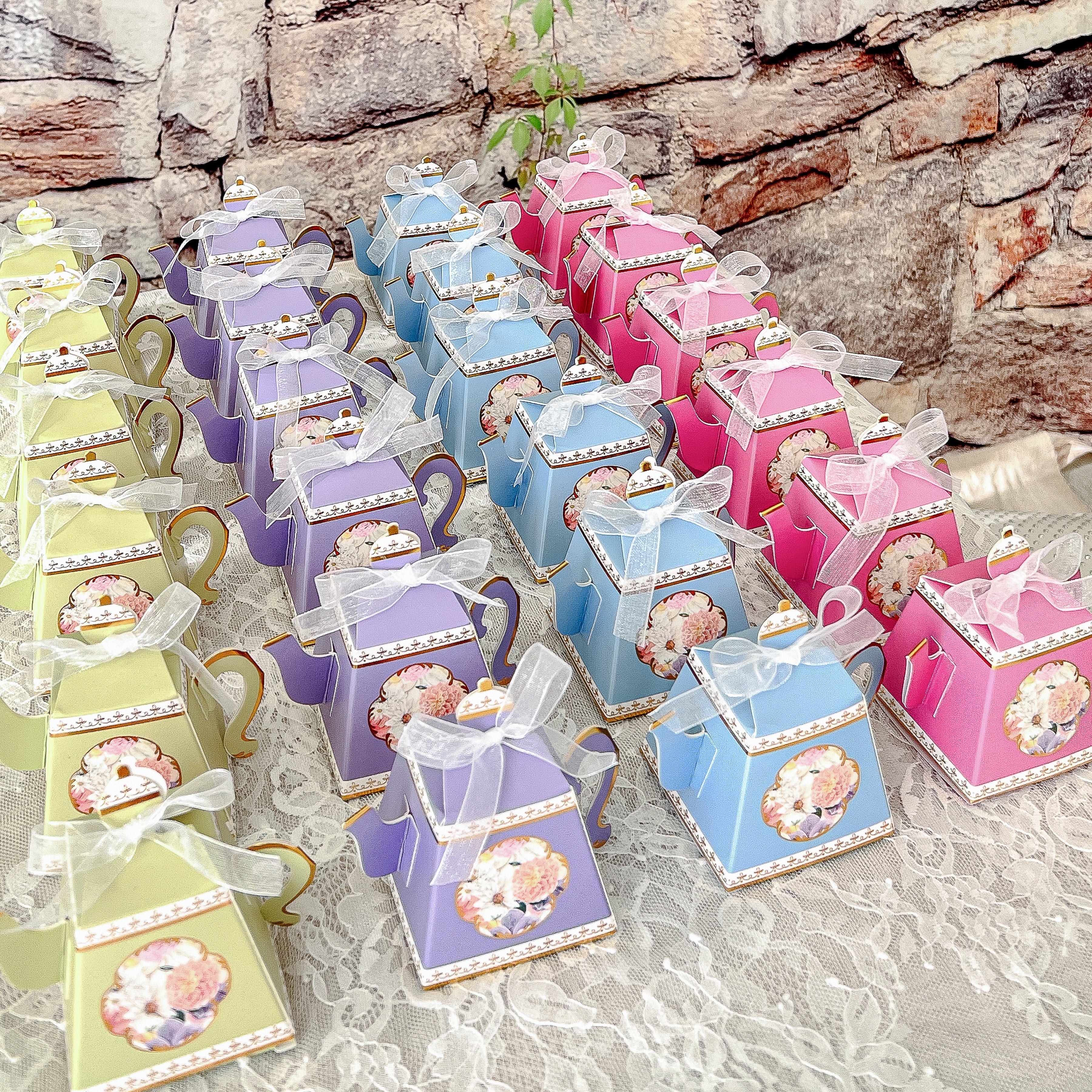 24-Piece Assorted Tea Party Favor Box Set | Elegant Tea Time Gift Boxes for Bridal Showers, Baby Showers & Birthday Parties