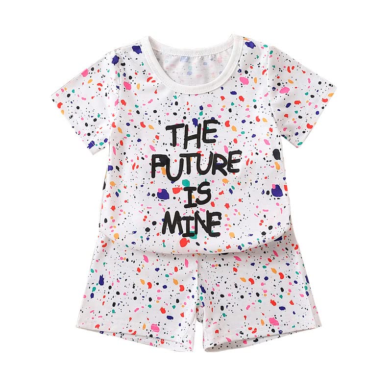 Googogaaga Boys' Cotton Printed White T-Shirt and Shorts Set - Comfortable Baby Boys' Outfit for Playtime, Summer & Casual Wear
