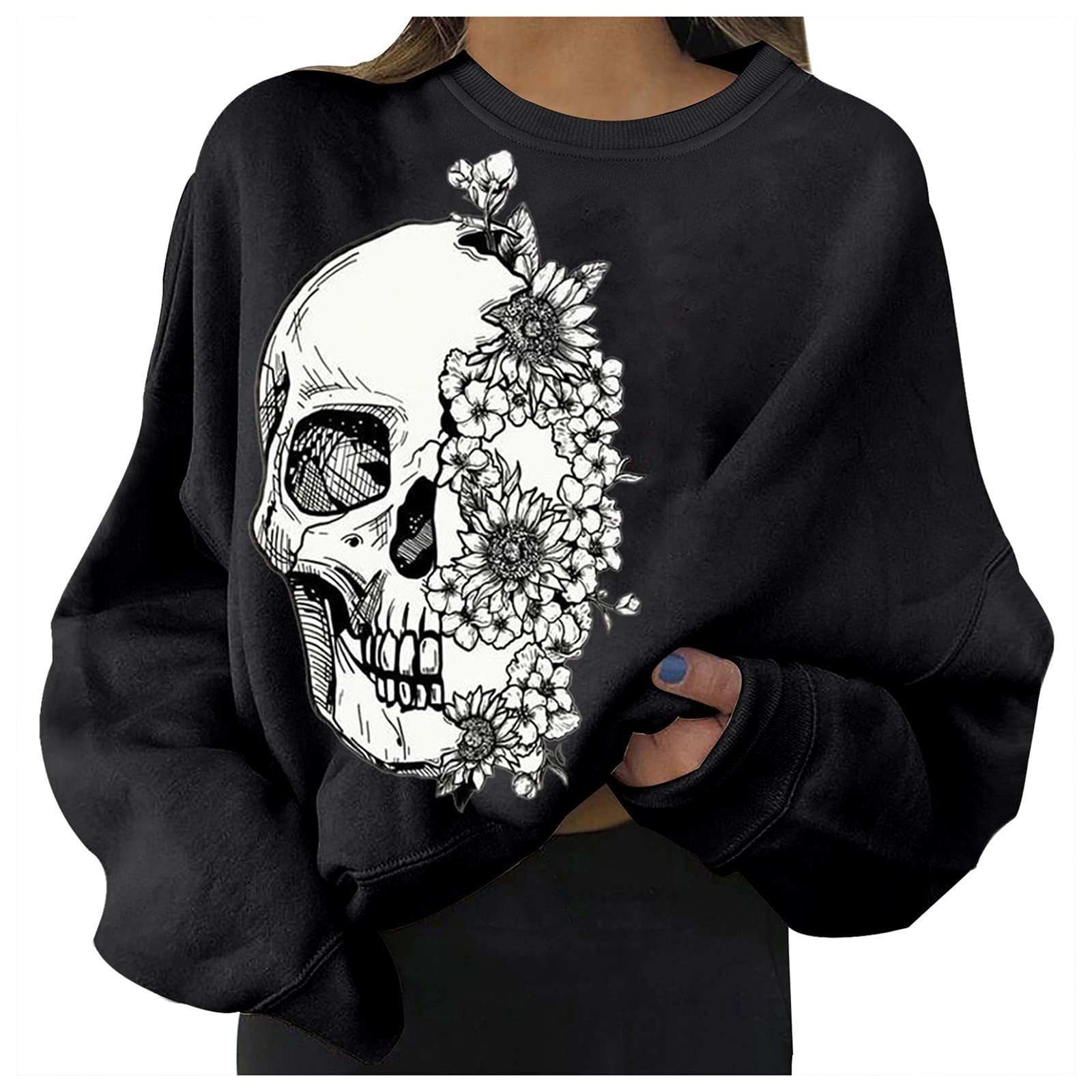 Fankle Women's Cropped Crewneck Sweatshirt - Long Sleeve Casual Pullover Top for Everyday Wear | Perfect for Fall Outfits, Lounge Wear & Street Style Fashion