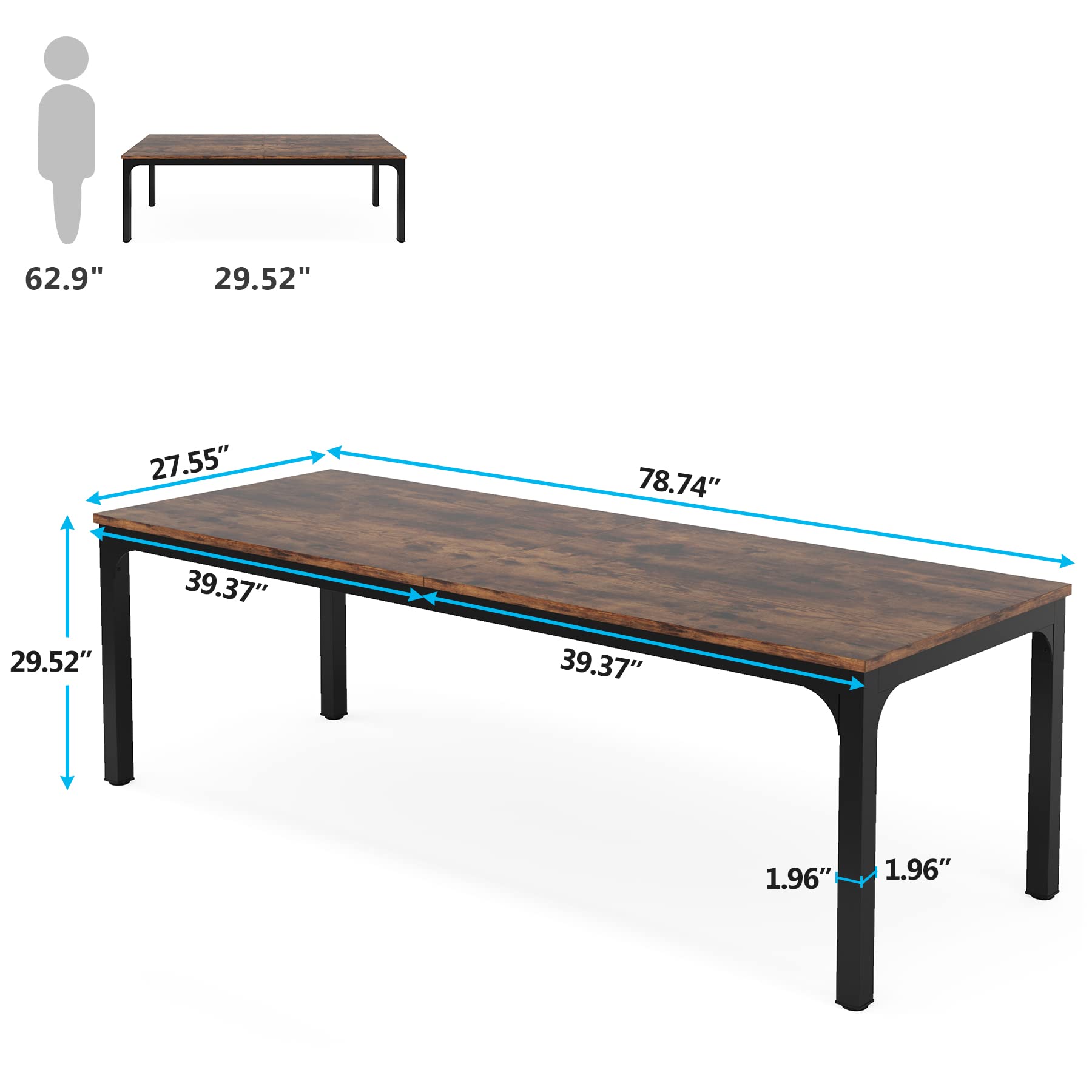 Tribesigns 78.7 Inch Extra Long Computer Desk for 2 People - Spacious Double Workstation with Sturdy Frame for Home Office & Gaming Setup - Perfect for Shared Workspaces, Remote Work, and Online Classes
