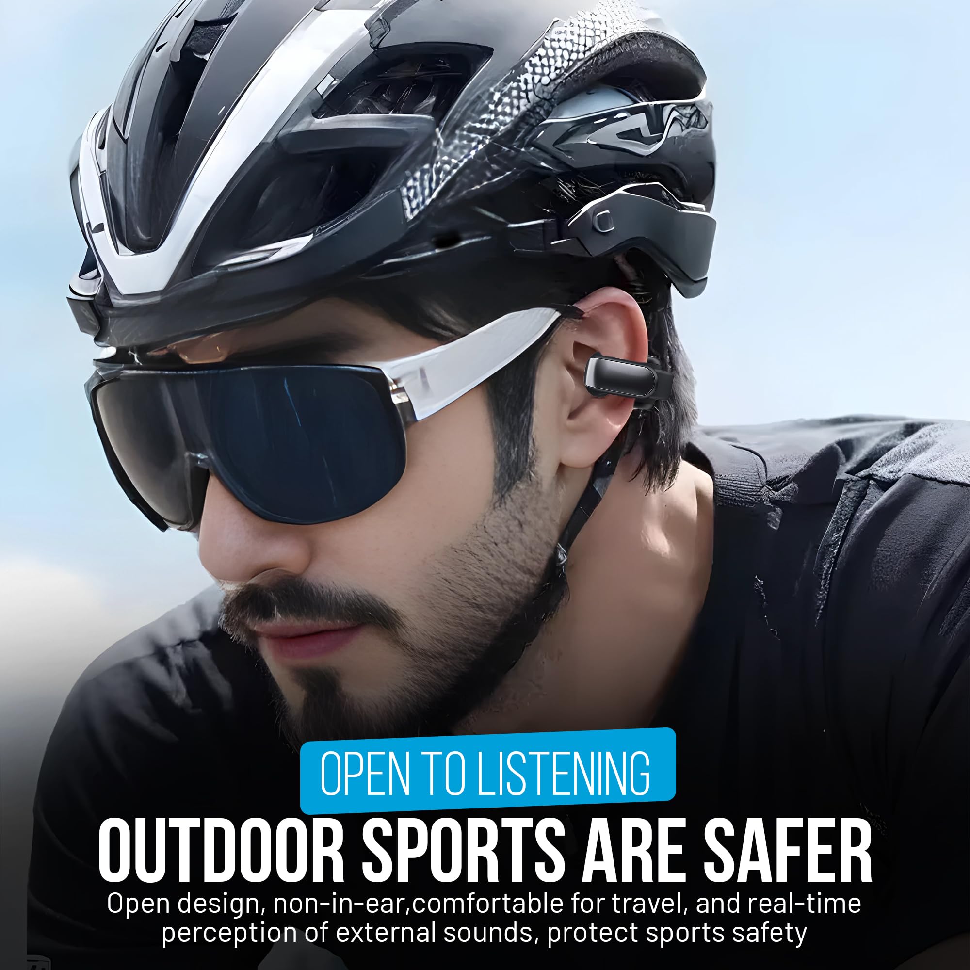 ZESOZ Ultra Open Wireless Earbuds - Bluetooth 5.3 Headphones with HD Sound, Secure Fit for Running, Gym & Outdoor Activities (Black)