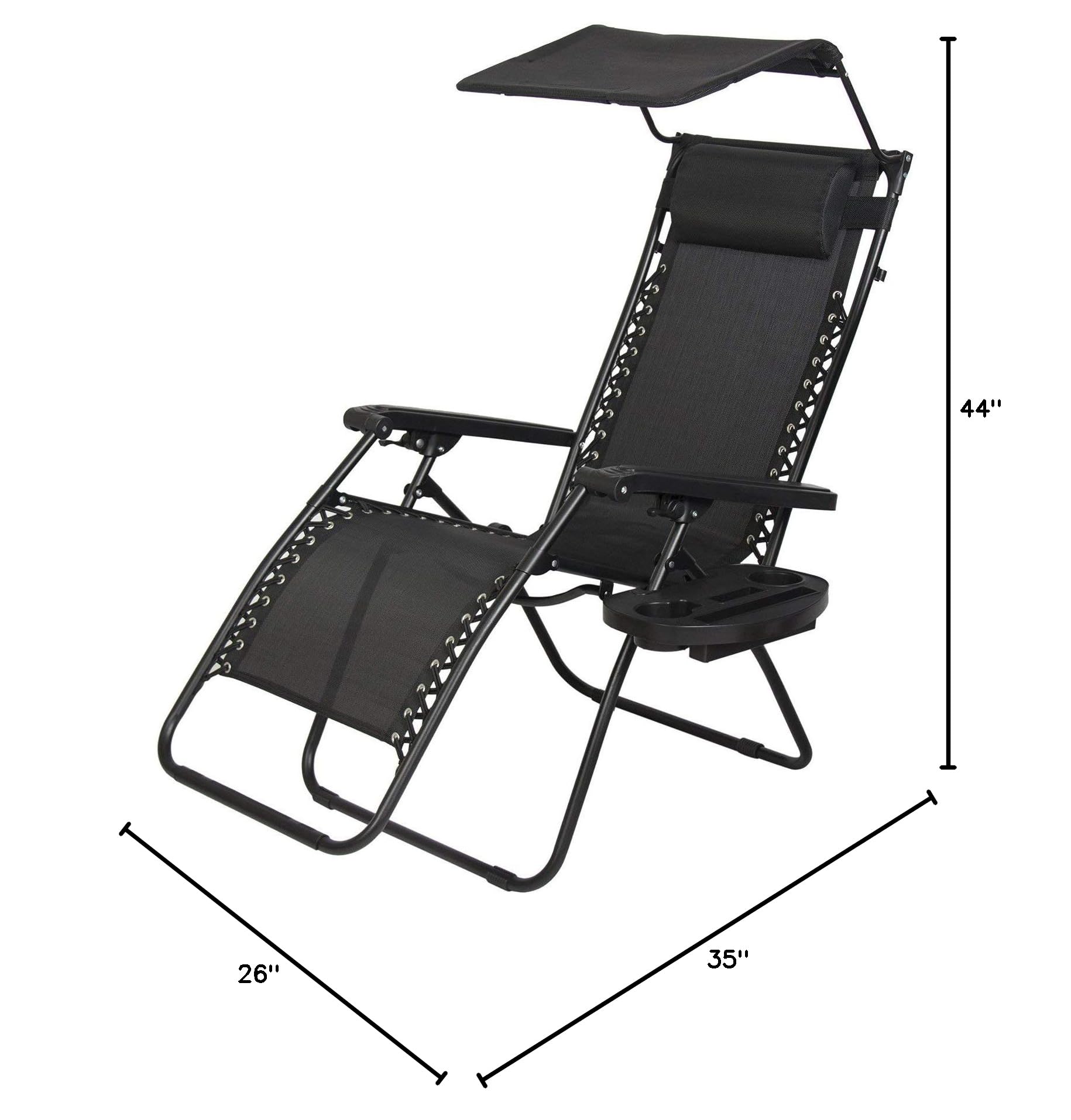 PayLessHere Zero Gravity Lounge Chairs 2-Pack with Adjustable Canopy & Cup Holders - Perfect for Patio, Poolside, Beach & Outdoor Relaxation