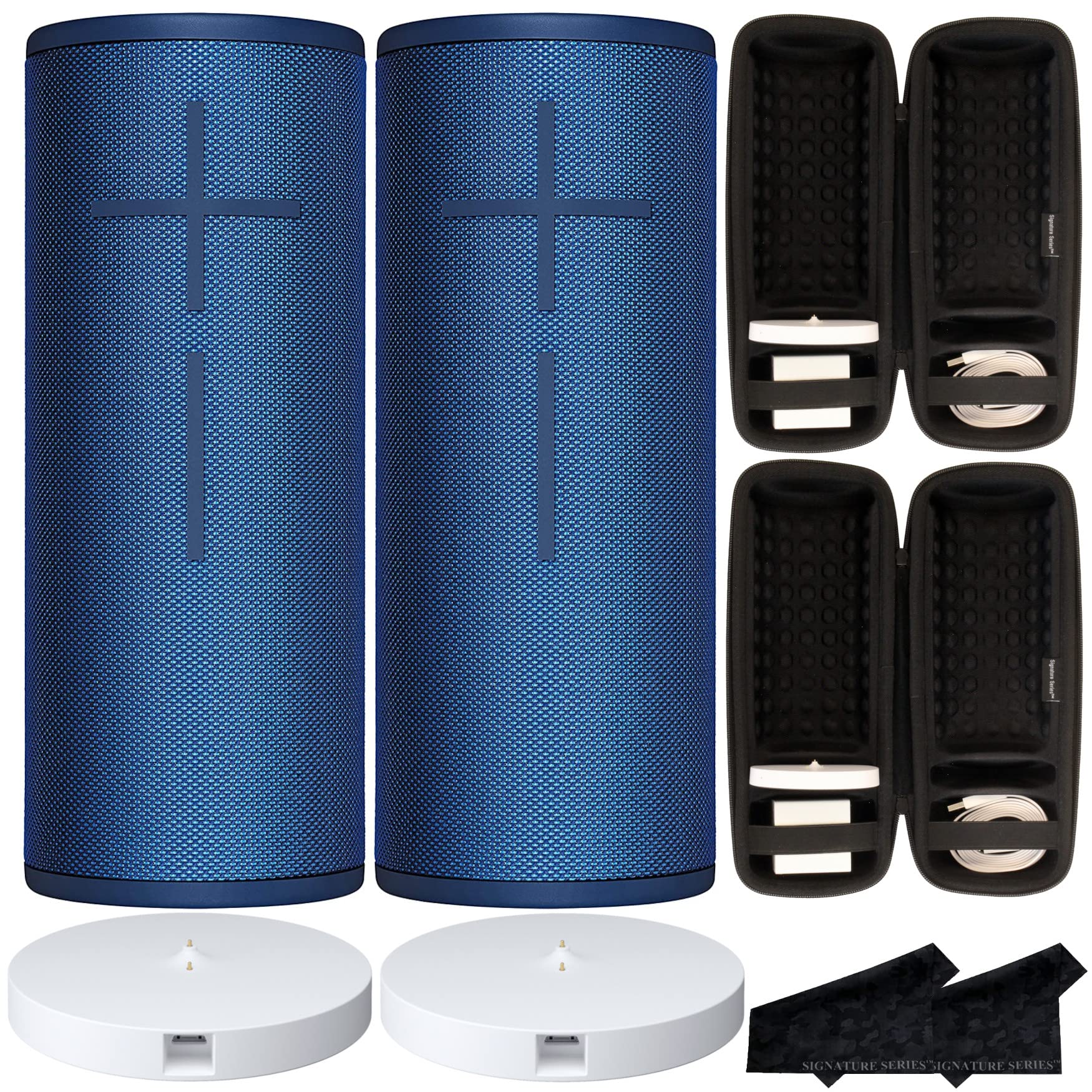 Ultimate Ears Boom 3 Wireless Bluetooth Speaker - 360° Sound, Waterproof & Shockproof, 15-Hour Battery Life with Powerup Charging Dock (2-Pack Bundle) - Perfect for Pool Parties, Beach Outings & Outdoor Adventures