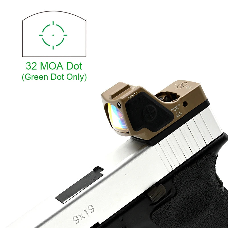 Tactical RMR HD Red Green Dot Sight - Compact Pistol Reflex Sight with Light Sensing System | Picatinny Mount Scope Optics for Rifles & Handguns | Ideal for Hunting, Shooting Range & Tactical Training