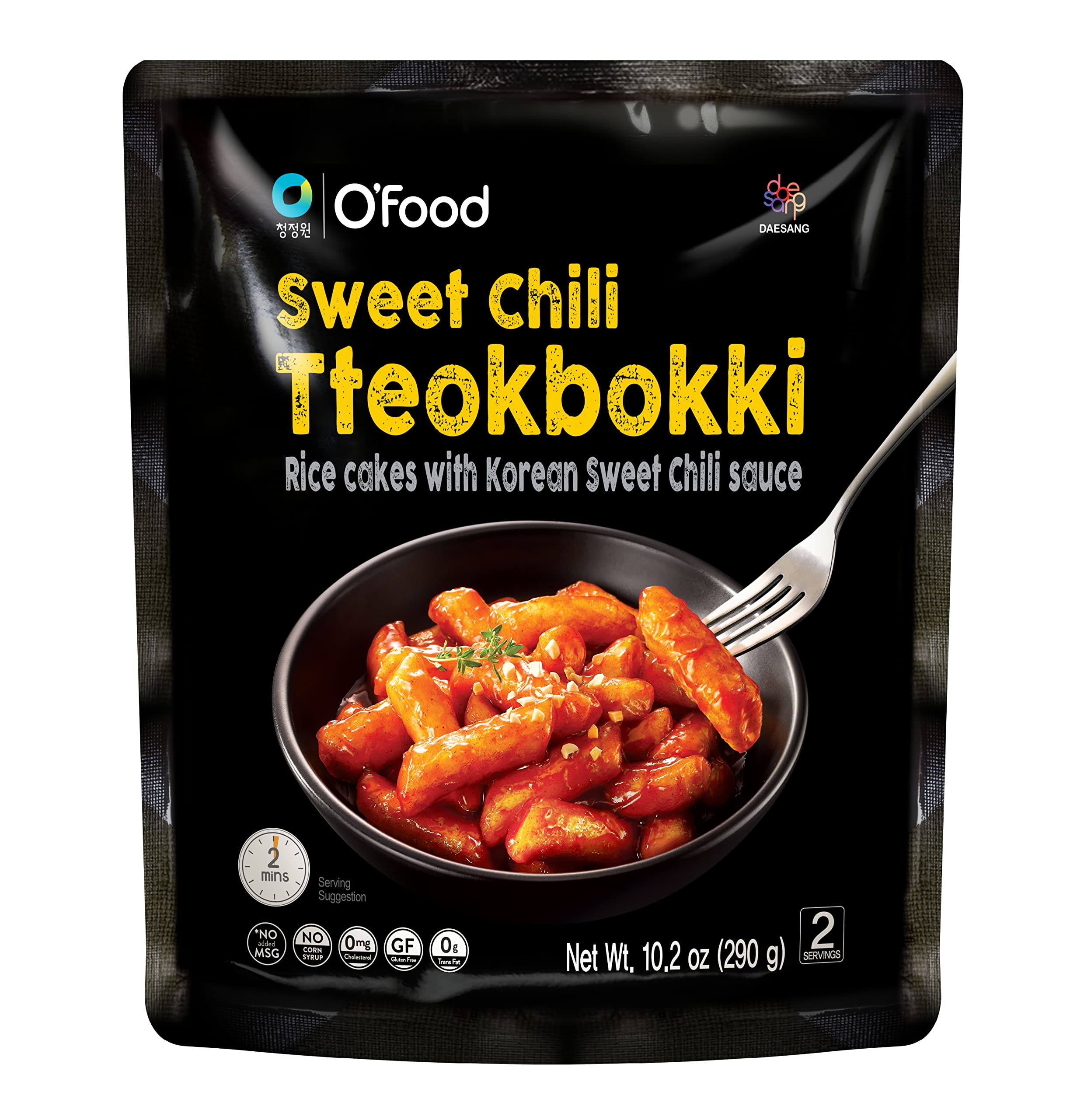 O’Food Sweet Chili Tteokbokki - Gluten-Free Korean Rice Cakes | Authentic Spicy Korean Street Food Snack | Ready to Eat with No MSG & No Corn Syrup | Perfect for Cheese Topping & Ramen Pairing | Great for Quick Meals, Movie Nights & Korean Food Lovers (Pack of 1)