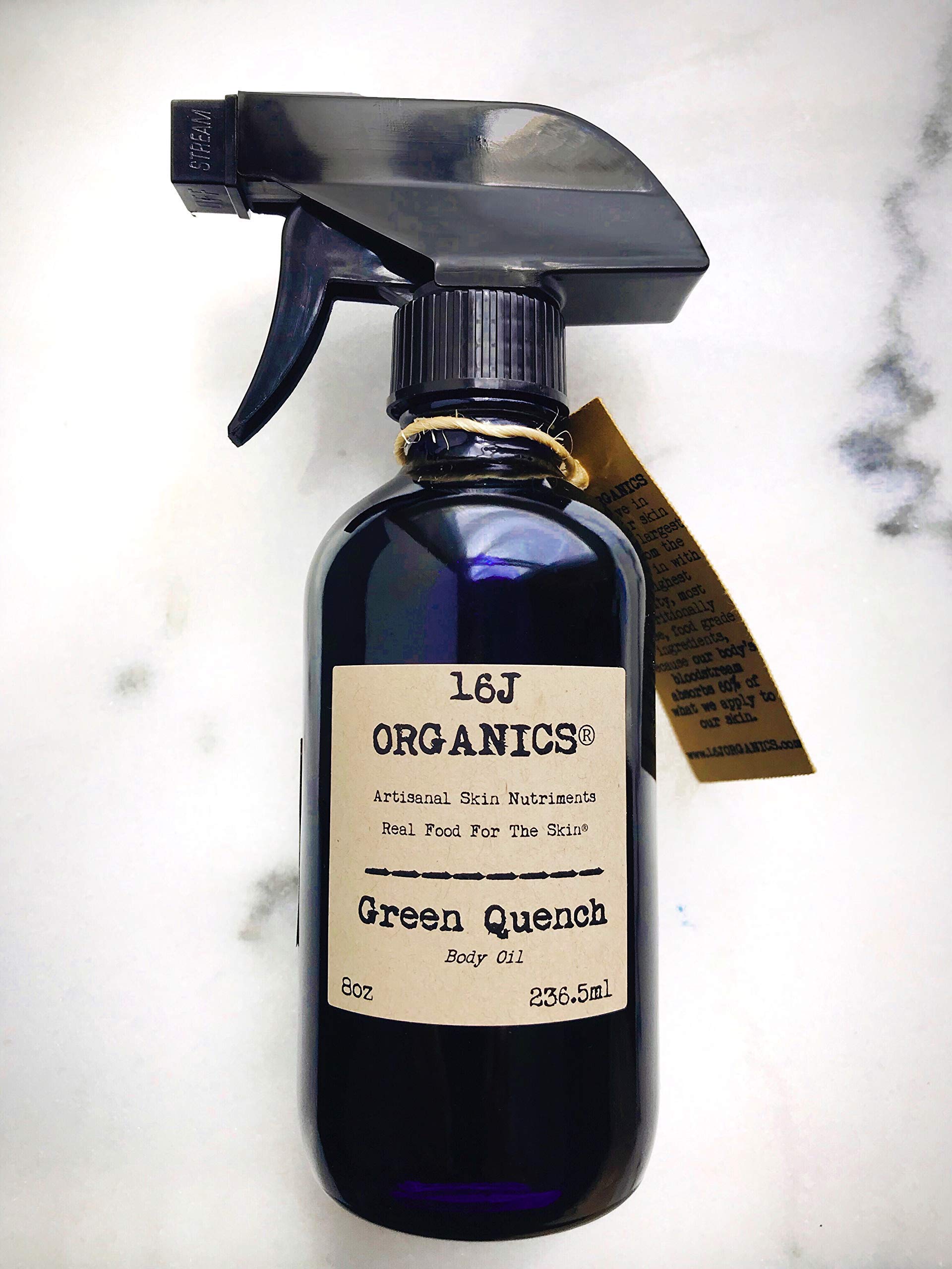 Organic 100% Natural Turkish Bath Spa Set - Green Quench Body Oil 8oz, Goat Hair Back Scrubber & Pure Olive Soap | Luxury Home Spa & Relaxation Gift Set for Self Care & Gifting