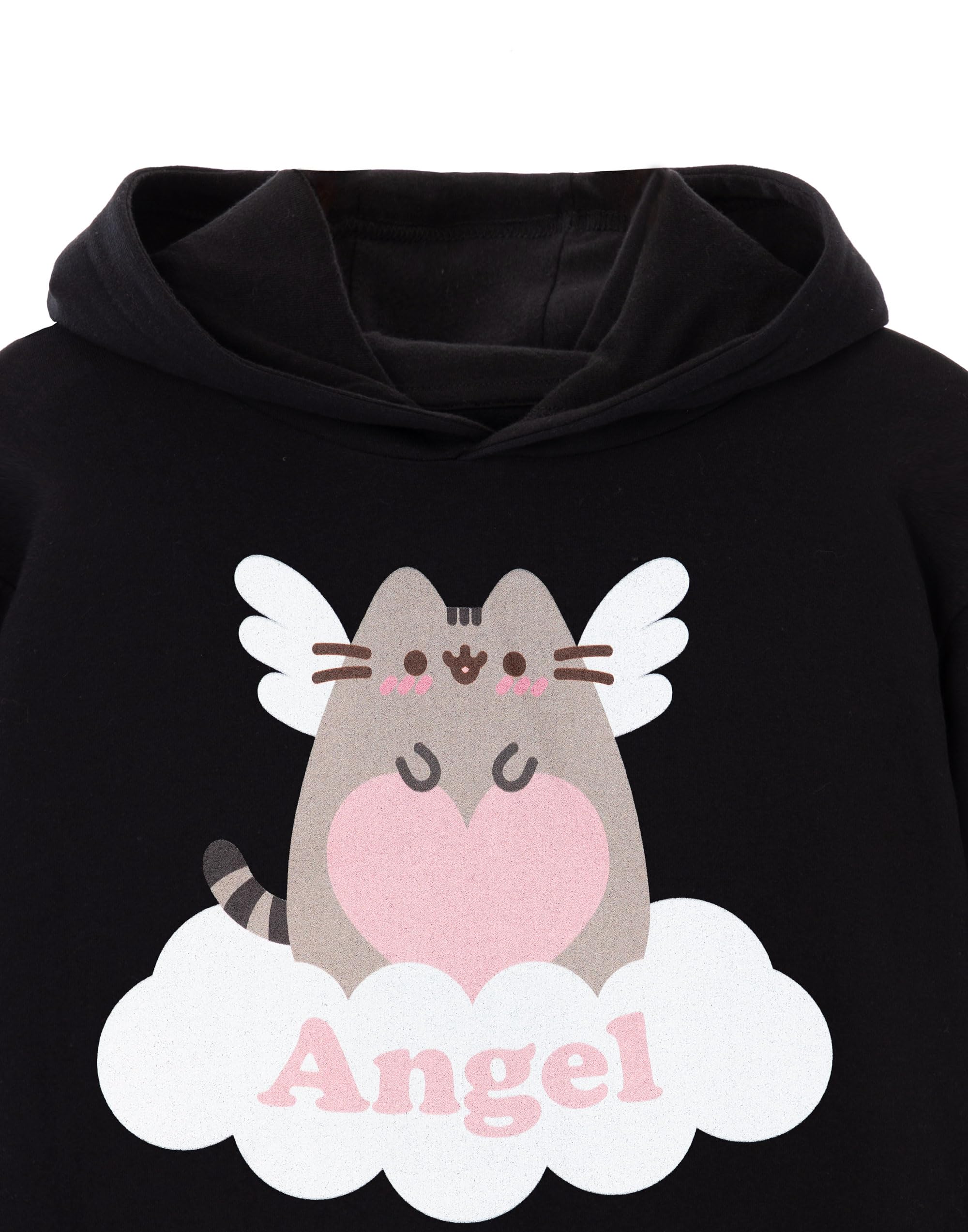 Pusheen Angel Women's Black Hoodie Sweatshirt | Official Licensed Merchandise | Soft & Cozy Pullover for Cat Lovers | Perfect for Casual Wear, Gifts & Anime Conventions