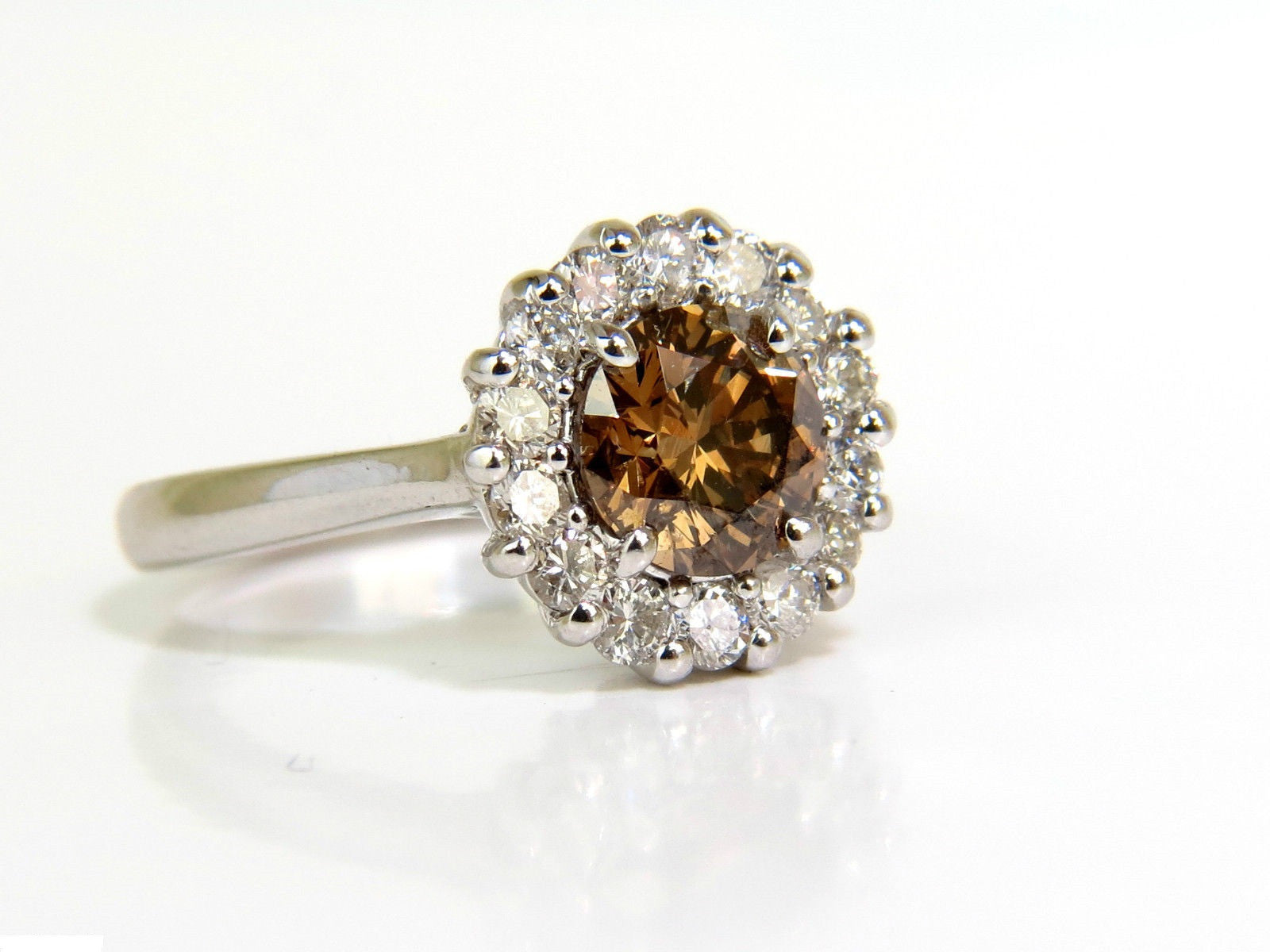 2.01CT Natural Fancy Orange Brown Diamond Cluster Halo Ring - G/VS Full Cuts - Elegant Engagement, Wedding & Anniversary Jewelry Gift