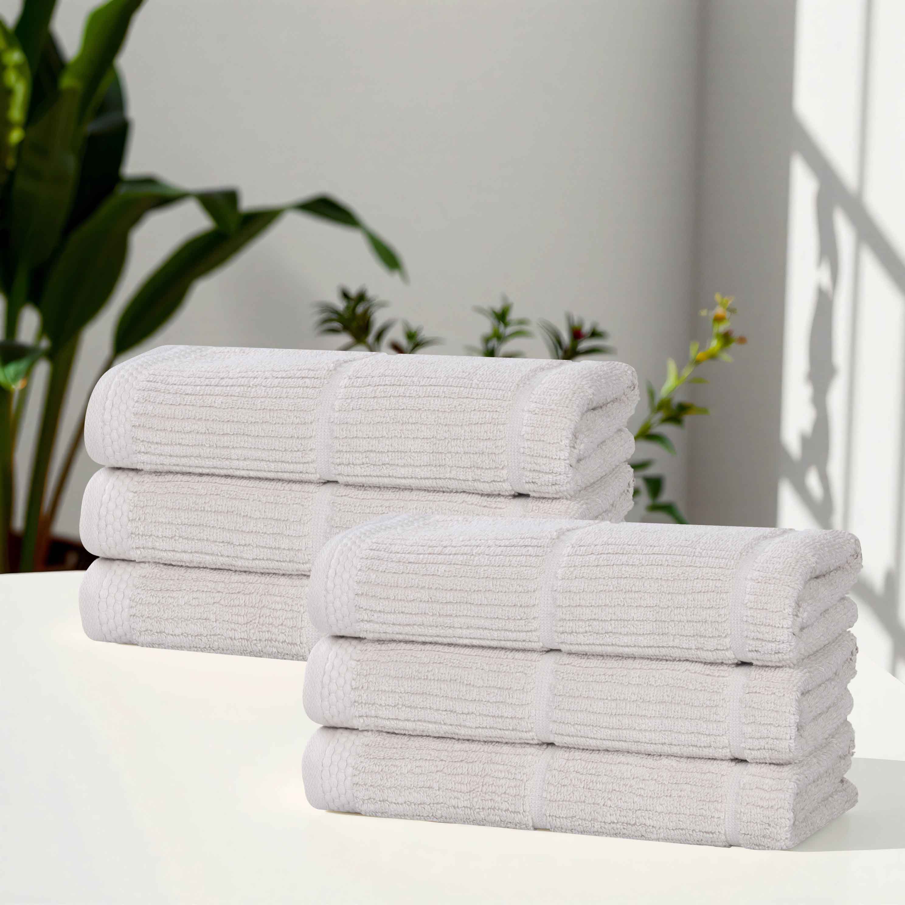 Milo Smart Twist Cotton Solid Hand Towels - Soft & Absorbent Bath & Kitchen Towels, Set of 6 - Perfect for Bathroom, Kitchen & Guest Use