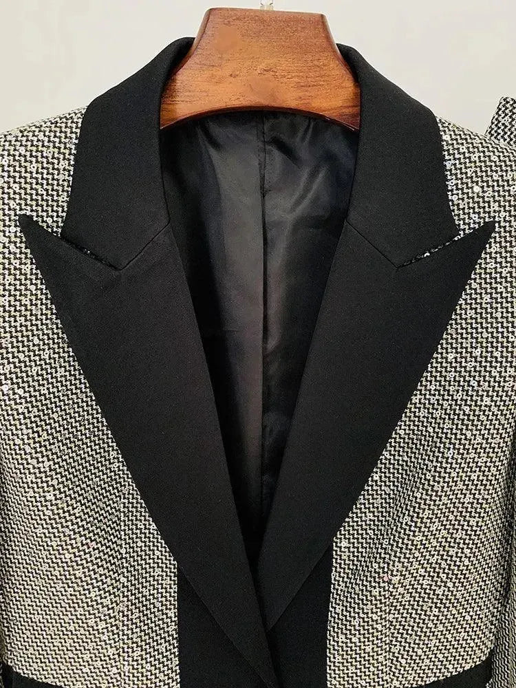Elegant Women's Sequin Pant Suit - Formal Business Blazer & Pants Set for Office, Party & Special Occasions