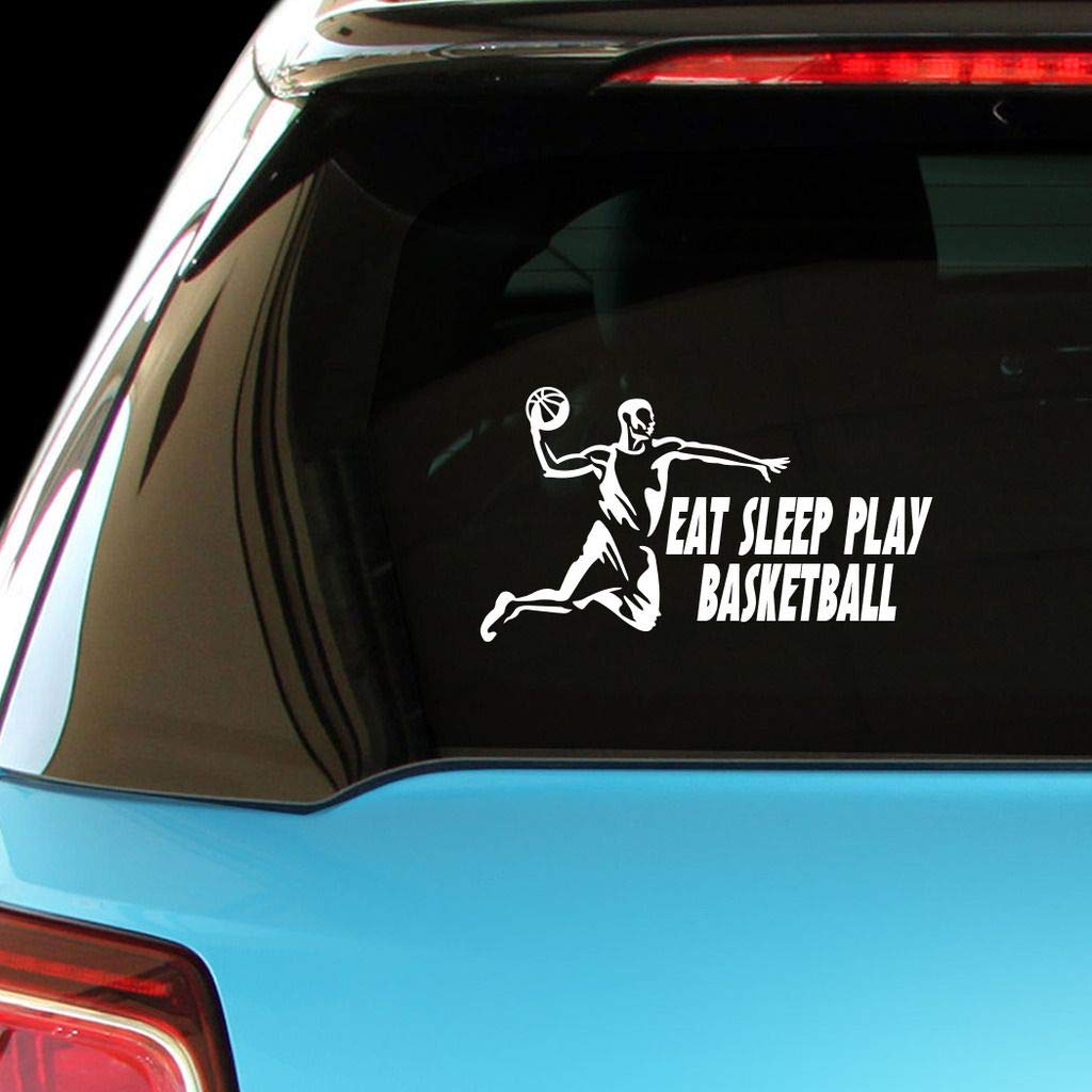 EAT Sleep Play Basketball Sport Decal Sticker - Waterproof Vinyl Decal for Laptops, Cars, Windows & Sports Gear