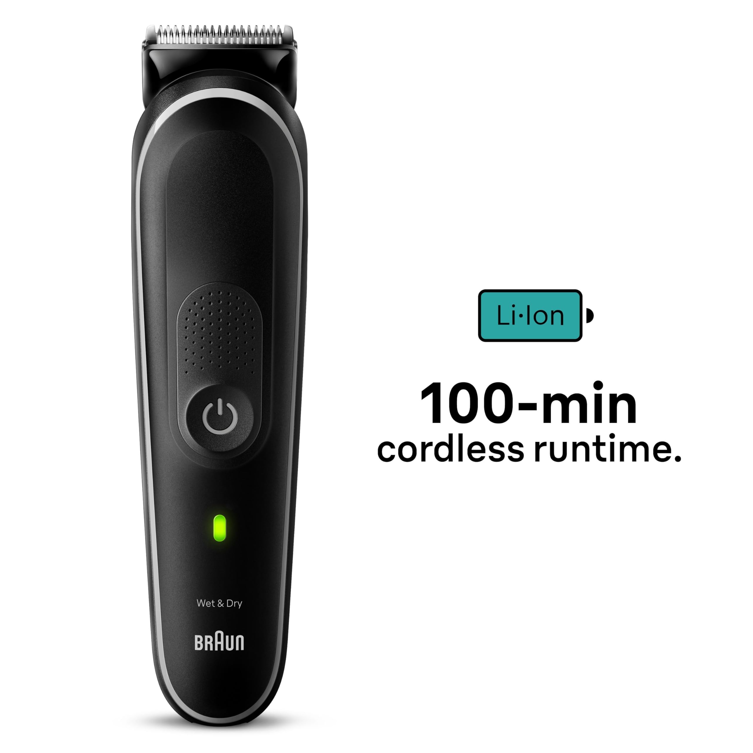 Braun MGK5410 All-in-One Beard Trimmer & Body Groomer Kit - Rechargeable Men's Hair Clipper with 100 Min Wireless Runtime - Perfect for Travel, Home & Gym Grooming