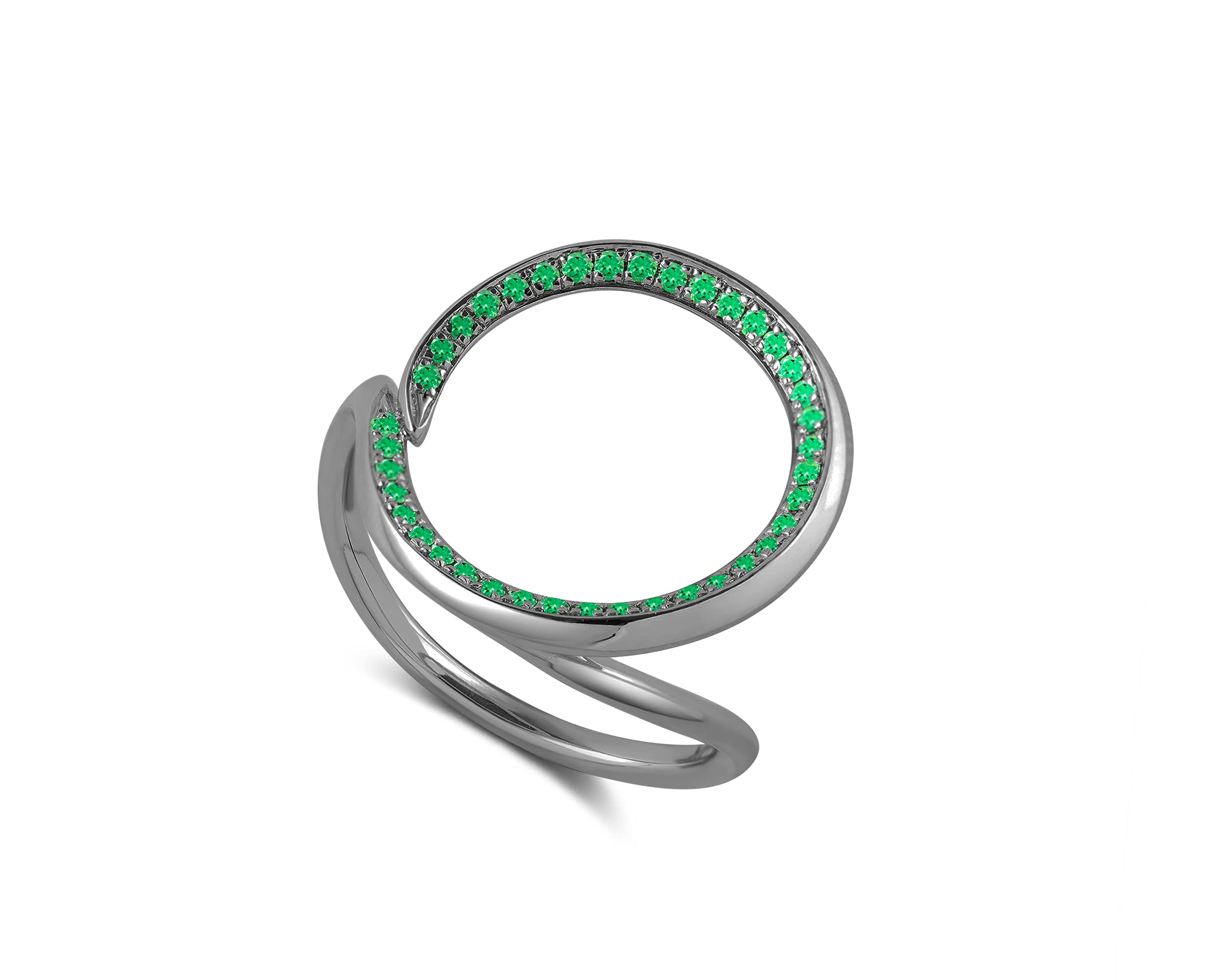 Tsavorite Black Bridal Ring Set for Women – Green Garnet Wedding & Engagement Ring – Unique Alternative Circle Ring – Perfect for Brides, Anniversaries & Special Occasions