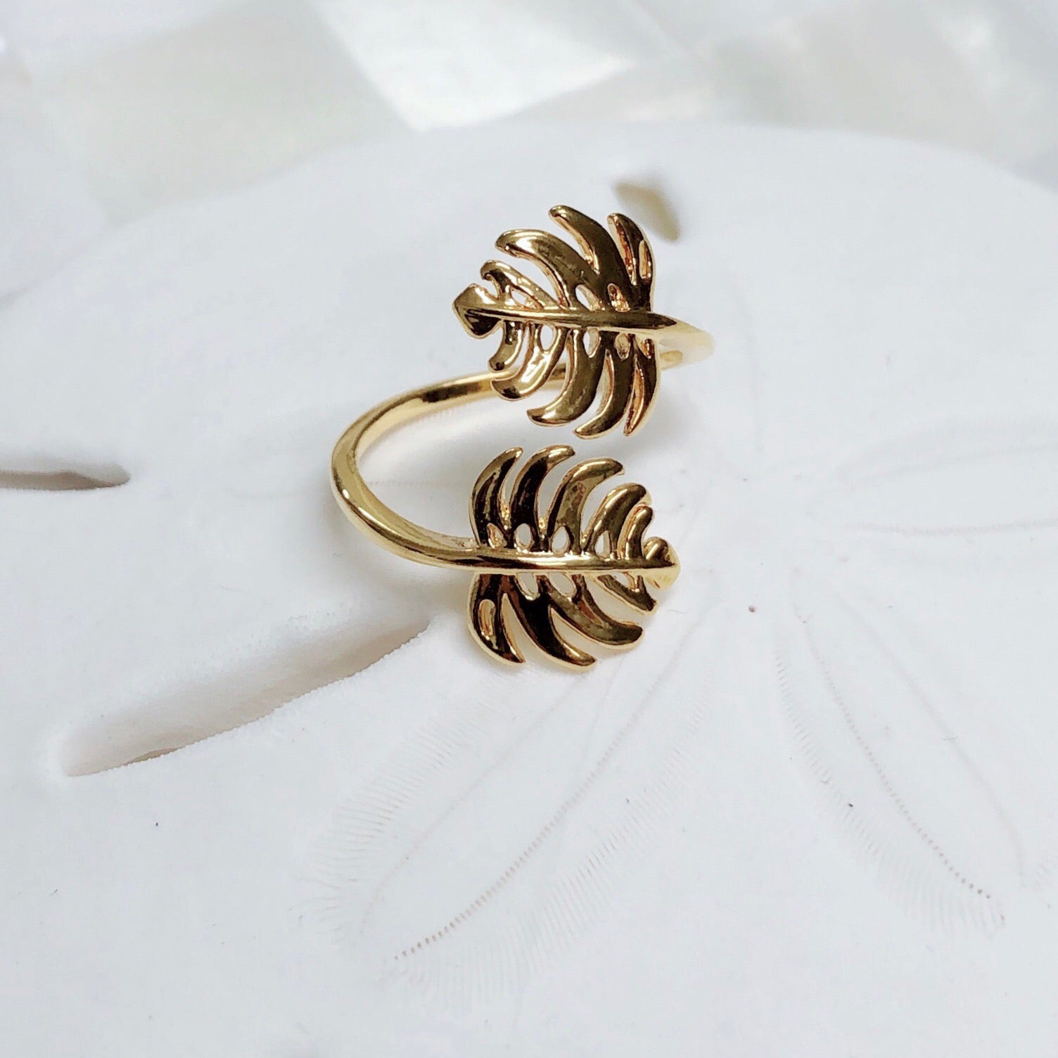 Monstera Bypass Ring (R200) - Gold Plated Leaf Design Jewelry for Women - Perfect for Everyday Wear, Parties & Gifts