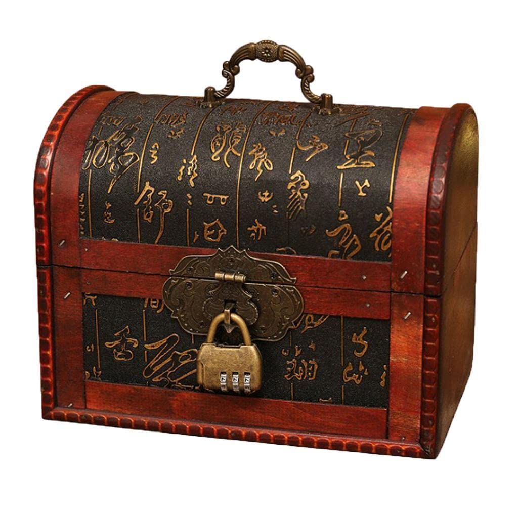 Segolike Wooden Treasure Chest with Metal Password Lock - Secure Keepsake Storage Box for Jewelry, Coins & Collectibles - Perfect for Home Decor, Gift Giving & DIY Craft Projects