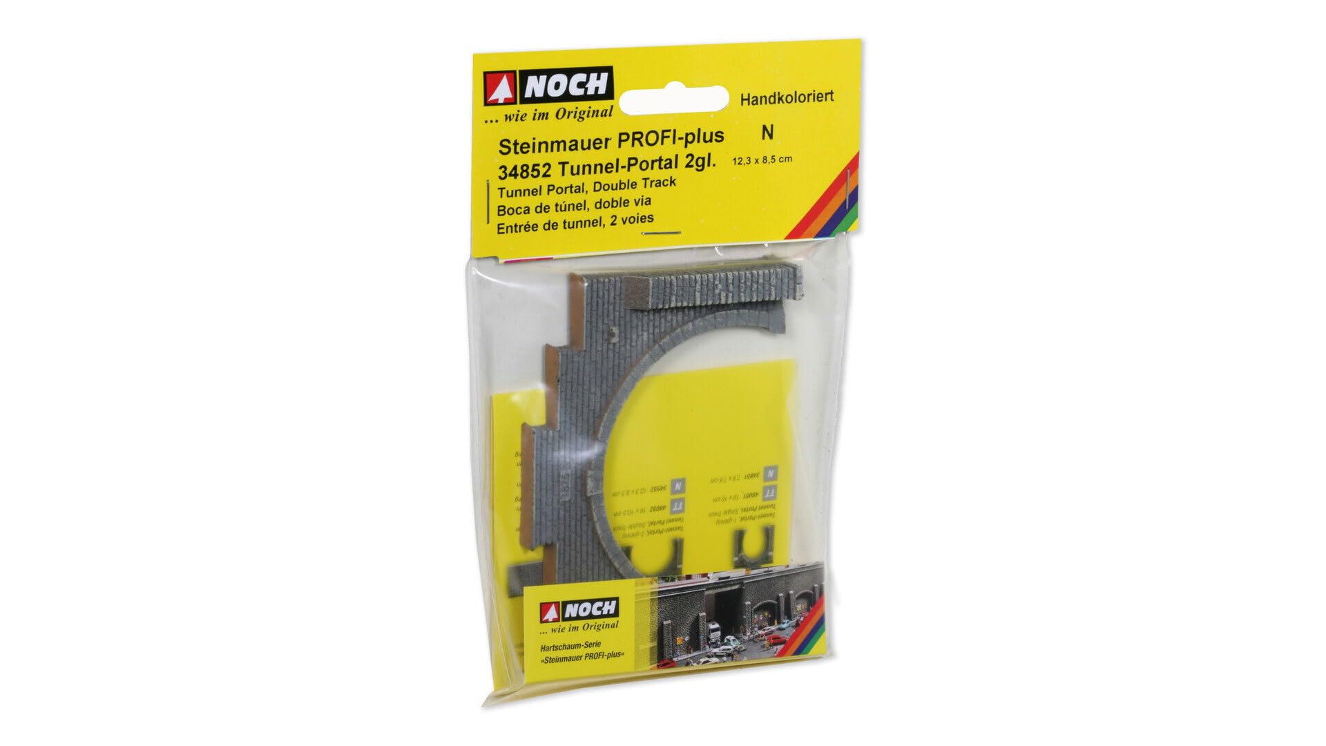 Noch 34852 Double Gray N Scale Model Train Tunnel Portal Kit - 12.3 x 8.5 cm for Model Railroad Scenery & Layouts