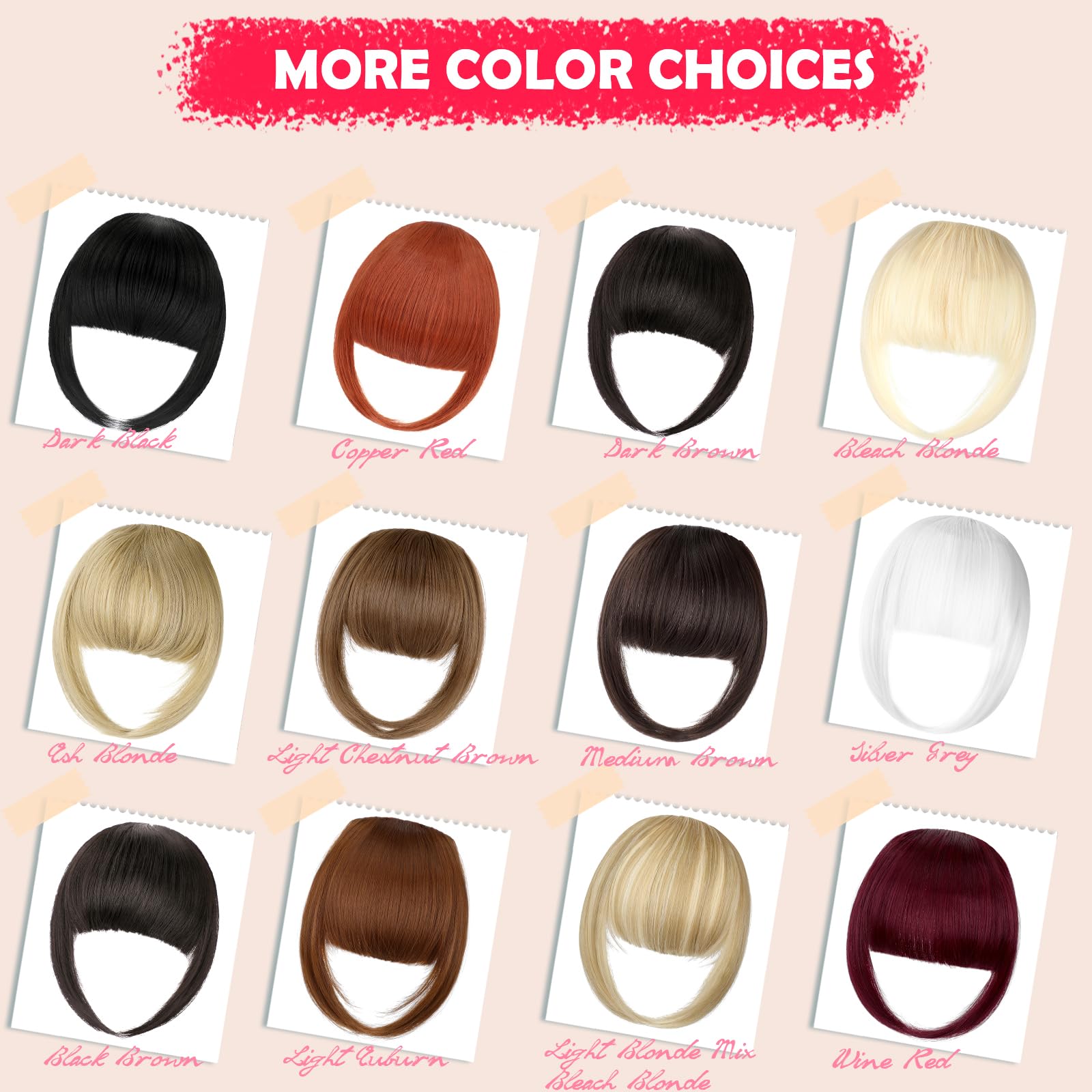 Clip-In Bangs Hair Extensions for Women - Thick French Wispy Fake Fringe with Temples, Medium Brown | Perfect for Daily Wear, Styling & Volume Boost