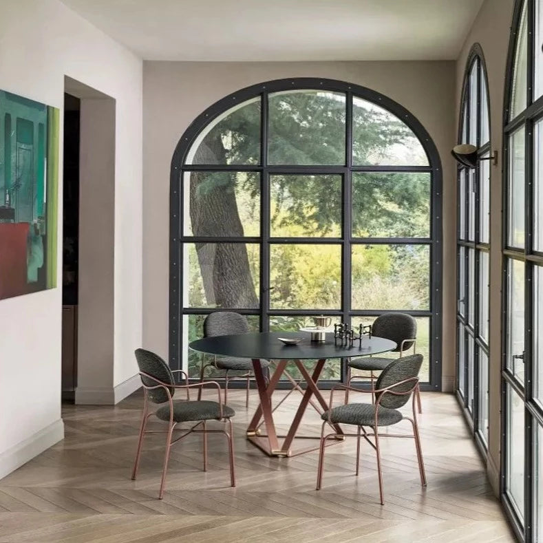 Delta Round Crystal Table - Elegant Glass Dining Table for Modern Home Decor | Perfect for Dining Room, Living Room & Office Spaces