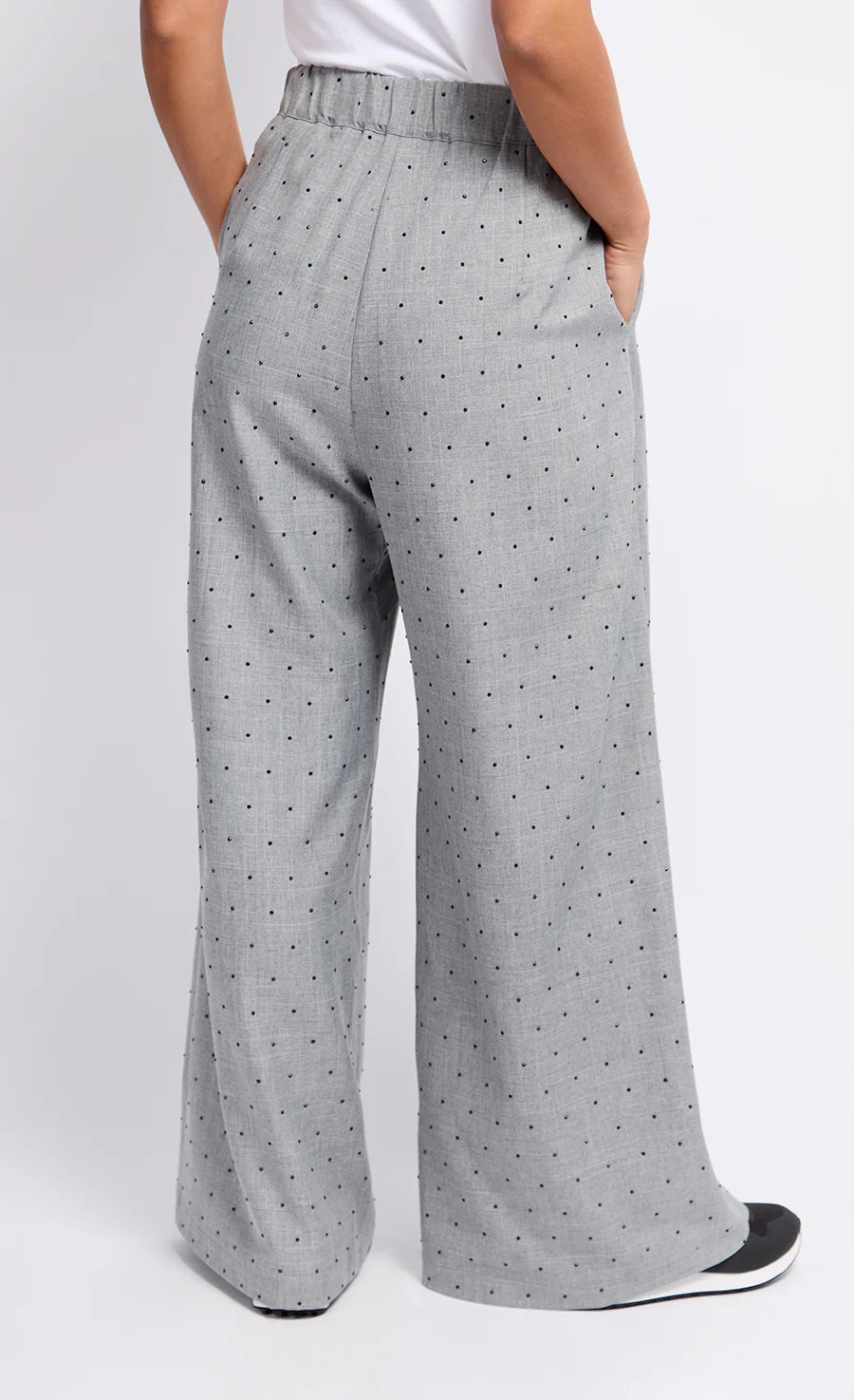 Gloria Diamante Women's High Waisted Trousers - Slim Fit Dress Pants for Work & Office (Grey/Black) | Professional Business Attire & Formal Occasions