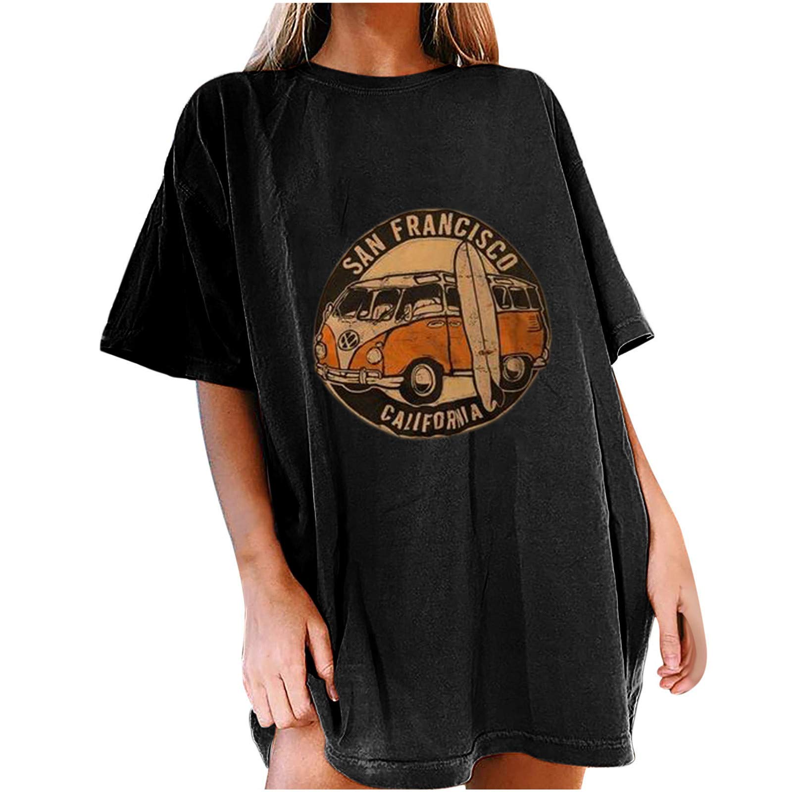 XTBFOOJ Women's Long Sleeve T-Shirt - Vintage Loose Fit O-Neck Tunic Top Under $10 | Casual Wear, Layering, Office Outfits & Everyday Fashion
