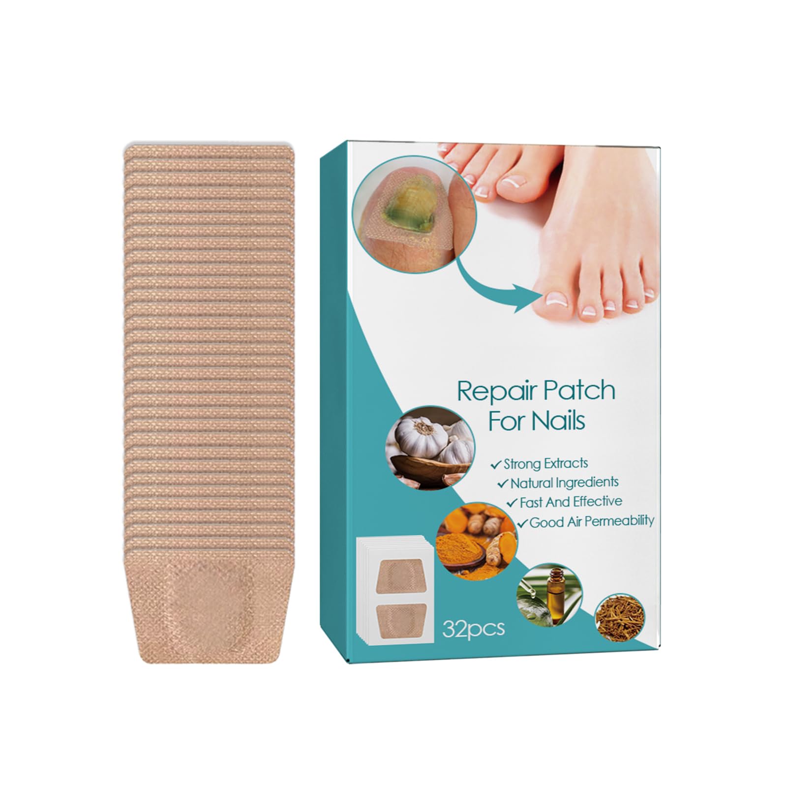**32PCS Extra Strength Nail Fungus Repair Treatment Patches - Breathable Toenail Fungus Treatment for Damaged Nails, 8 Hours Recovery - Ideal for Athletes, Swimmers & Daily Foot Care**