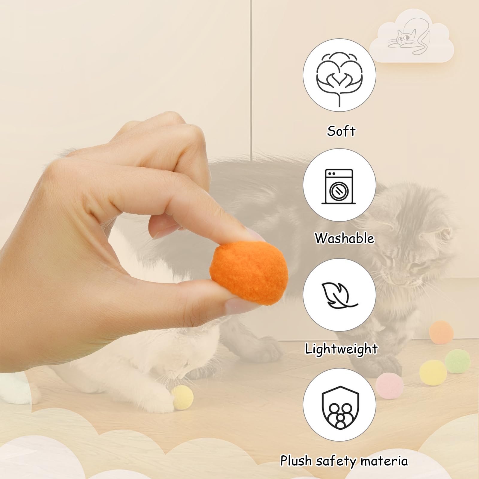 Cat Ball Launcher Toy - 50Pcs Plush Fuzzy Balls with Automatic Fetch Launcher Gun for Indoor Cats | Interactive Kitten Play Toy for Exercise & Boredom Relief | Perfect for Playtime, Training & Bonding with Your Adult Cat