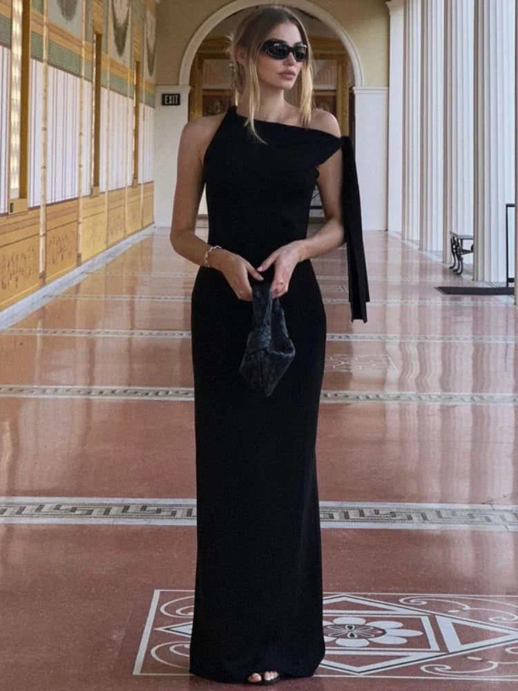 Elegant Asymmetrical Lace-Up One Shoulder Long Dress for Women - Sexy Summer Evening Gown 2024 New Arrival | Perfect for Cocktail Parties, Date Nights & Formal Events