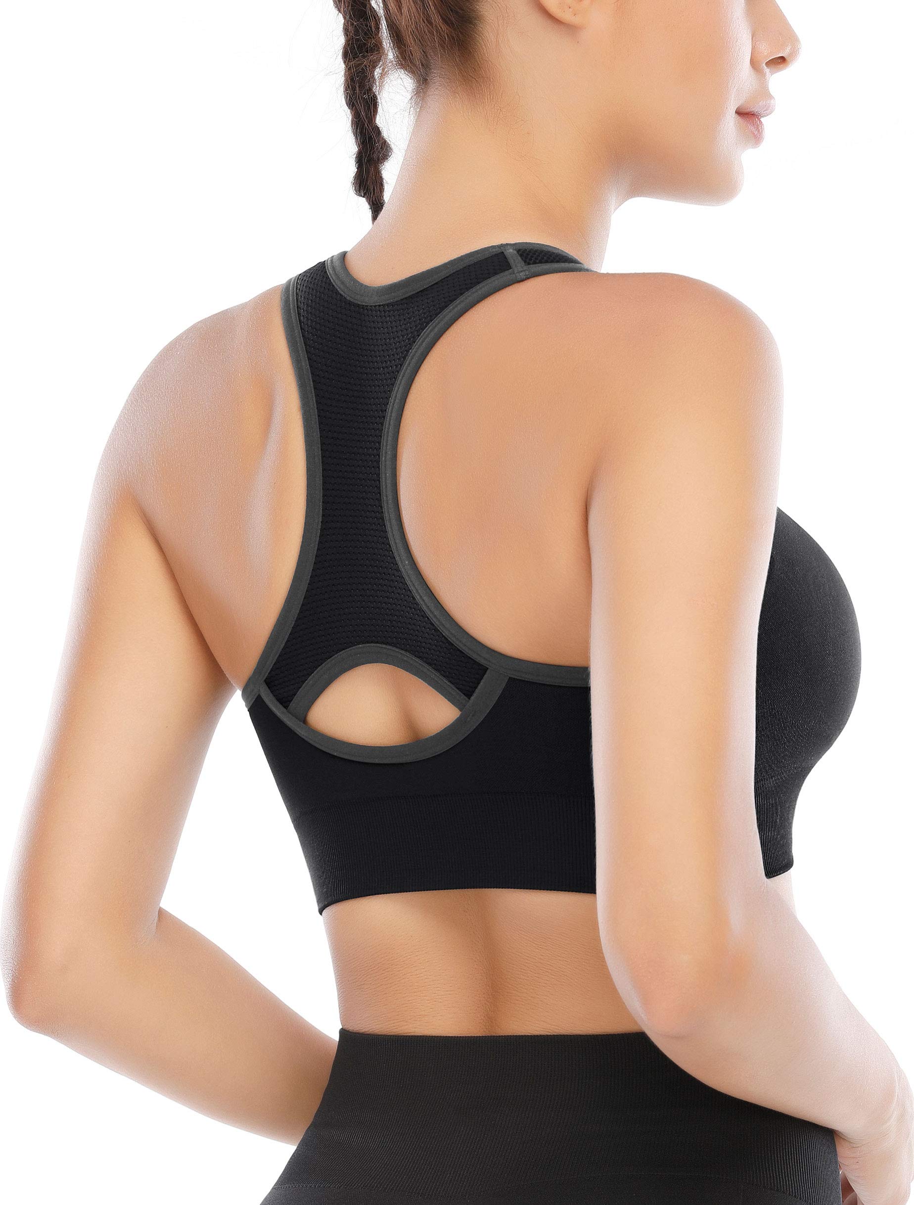 Heathyoga High Impact Sports Bras for Women - High Support Padded Workout Bra, Racerback Yoga Bra for Running, Gym & Active Lifestyle