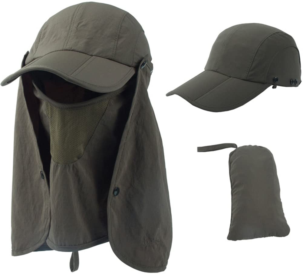 UPF50+ Sun Protection Hat for Men & Women - Wide Brim Fishing & Safari Hat with Face Cover & Neck Flap - Outdoor Hiking, Beach, Gardening & Travel Accessories
