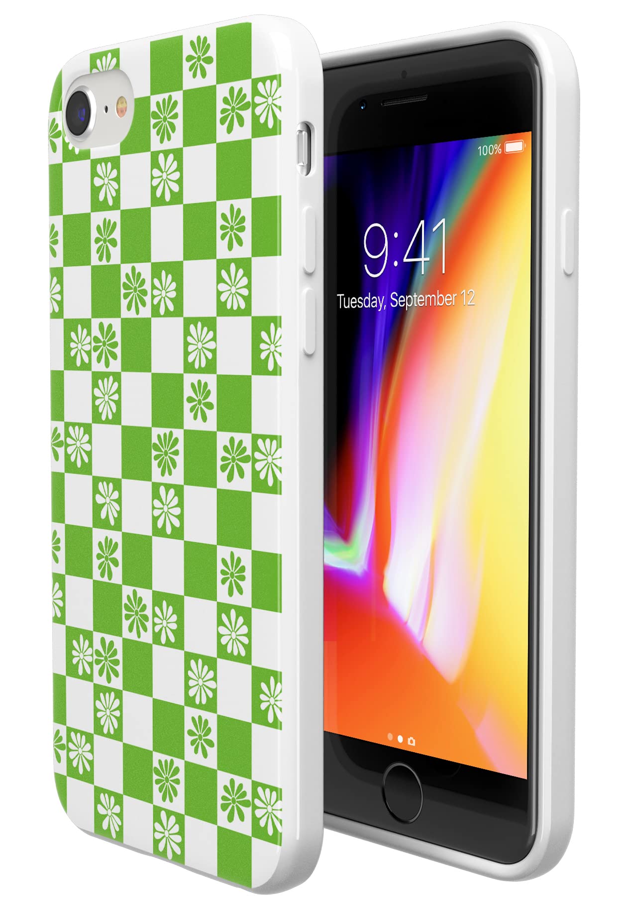 Casely iPhone X/XS Floral Case - Daisy Checkerboard Design | Slim Protective Phone Cover for Women | Perfect for Everyday Use, Work & Travel