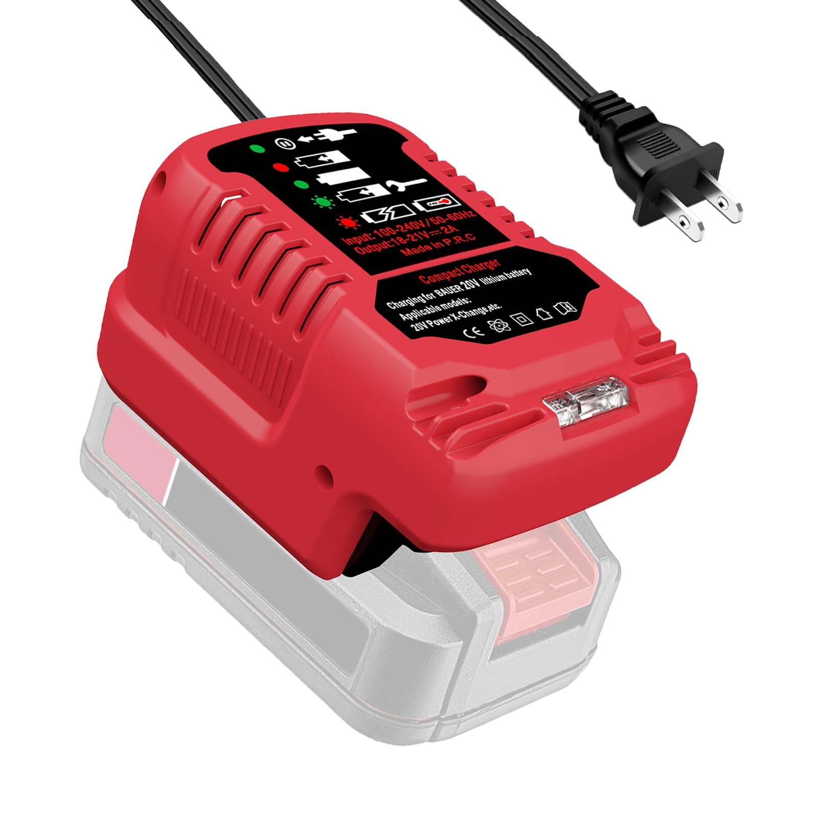 Bauer 20V Hyper.max Lithium Ion Battery Charger Replacement - 1701C-B 20V Compact Mini Charger (Battery Not Included) - Perfect for Cordless Power Tools, DIY Projects & Home Improvement