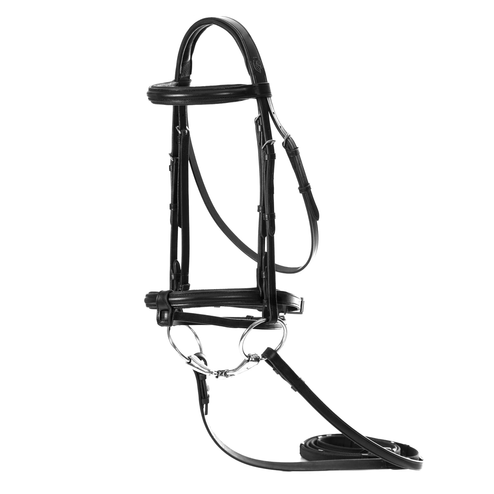 Equinavia Saga Padded Cavesson Dressage Bridle with Reins & Removable Flash - Premium Horse Riding Equipment for Dressage Training & Competition