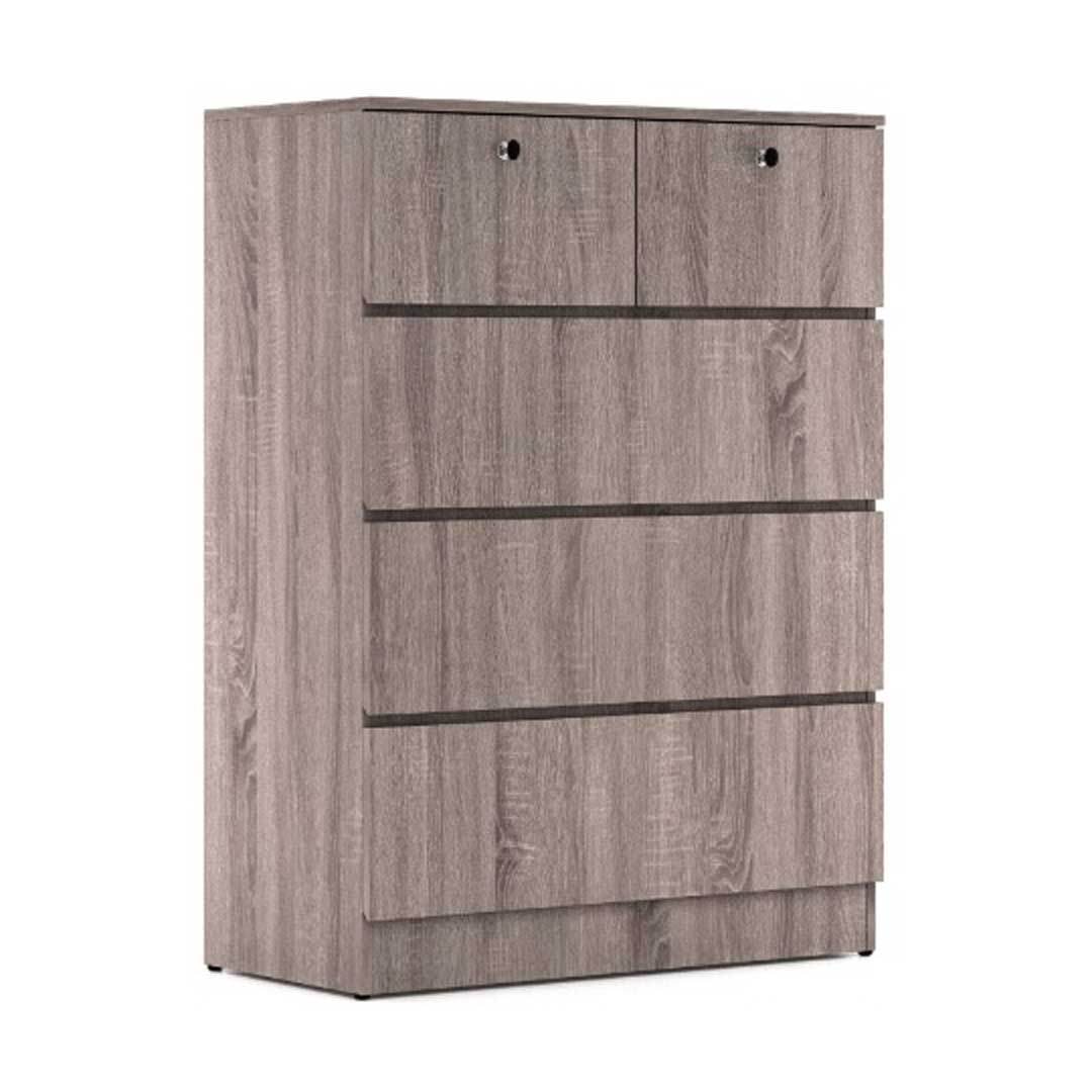 Myrton 5-Drawer Chest in Cappuccino Finish - Stylish & Durable Bedroom Storage Furniture for Home Organization