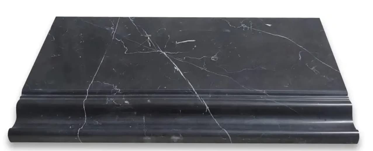 Black Marble Polished Baseboard Trim Liner Tile - 20 Pieces for Home & Office Decoration, Wall Protection, and DIY Projects