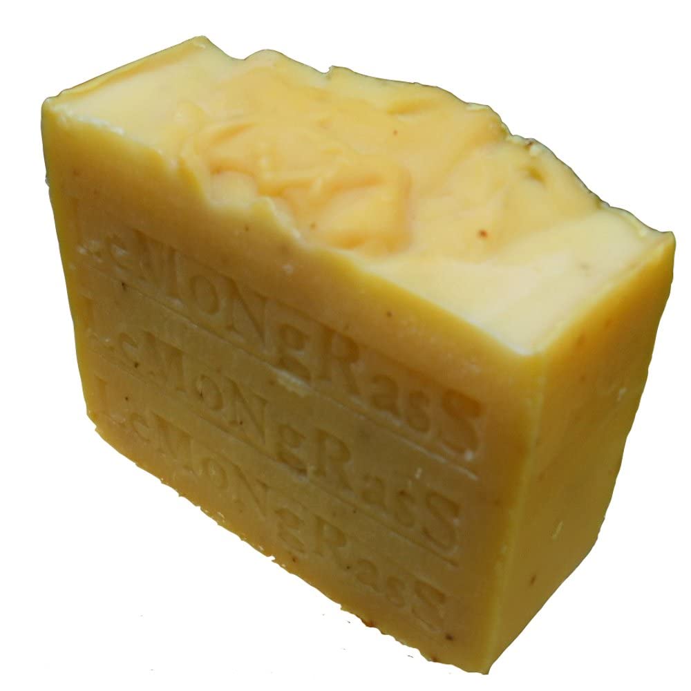 Handmade All Natural Lemongrass Soap with Lemon Essential Oil - Stimulating & Cooling Bar Soap for Refreshing Shower & Aromatherapy