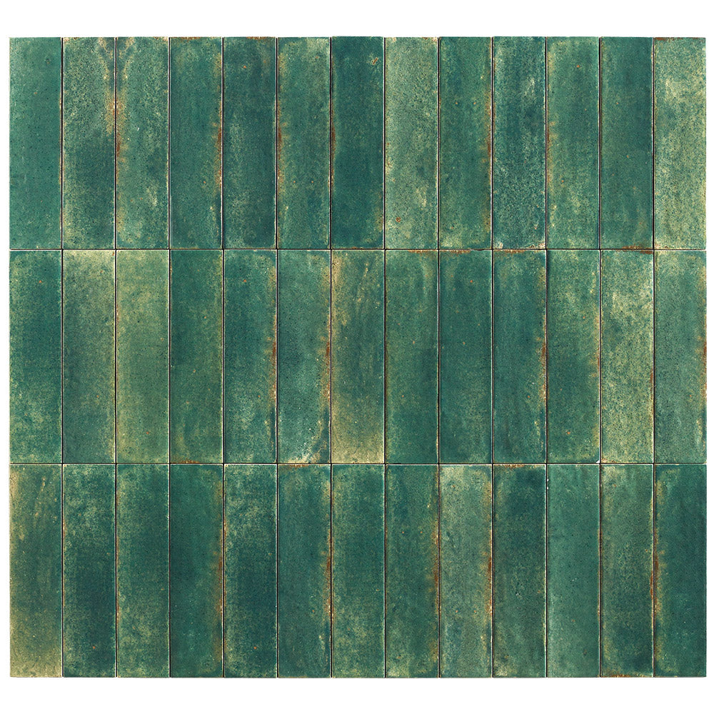 Premium Ravello Dark Green 60x240 Zellige Matte Subway Tile - Moroccan-Inspired Ceramic Wall & Backsplash Tile for Kitchen, Bathroom & Shower
