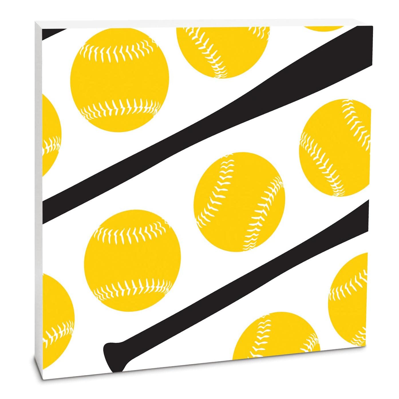 Elanze Designs Yellow Baseball Bat Wooden Tabletop Sign Plaque - 10x10 Inch Home Office Decor, Sports Fan Gift, Baseball Themed Room Decoration