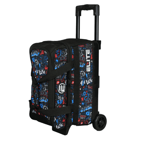 ELITE Double Roller Bowling Bag for Men & Women - Durable Graffiti Design Bowling Tote with Shoulder Strap - Perfect for League Play, Tournaments & Casual Bowling Nights