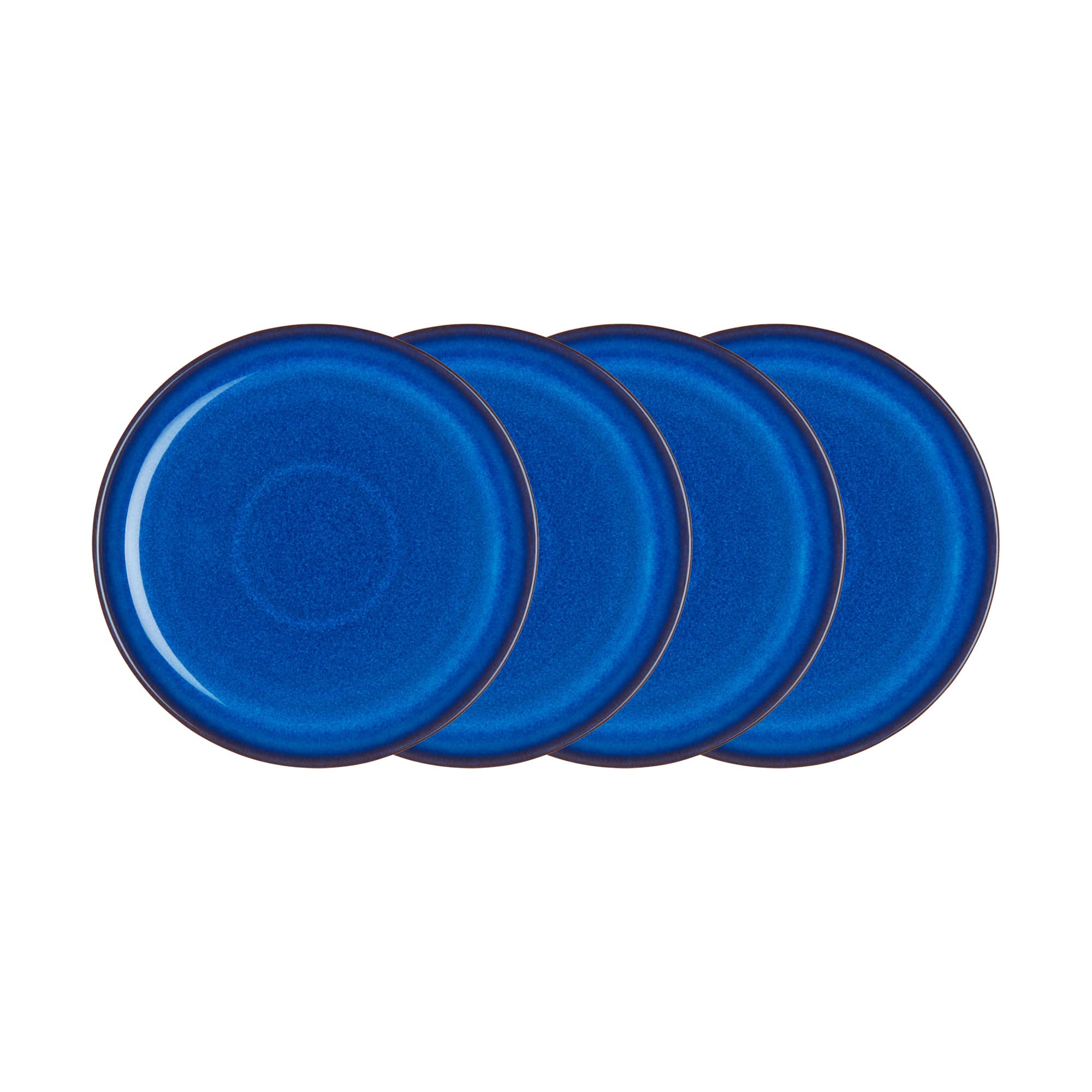 Denby Imperial 4-Piece Coupe Salad Plate Set - Cobalt Blue Dinnerware for Elegant Dining, Entertaining & Special Occasions