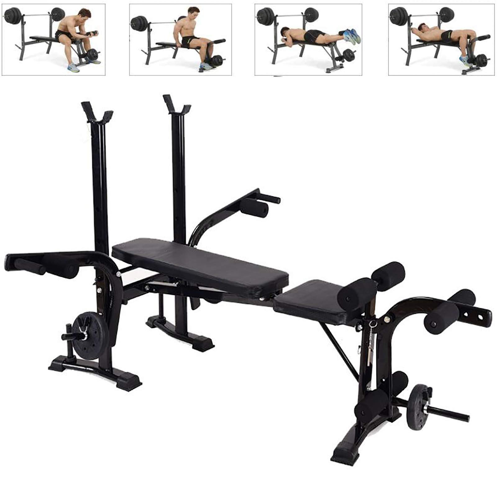 **Yizc Adjustable Weight Bench for Home Gym - Workout Bench with Leg Extension, Preacher Curl & Weight Storage - Dumbbell Bench Press & Squat Rack - Perfect for Strength Training & Full-Body Workouts**