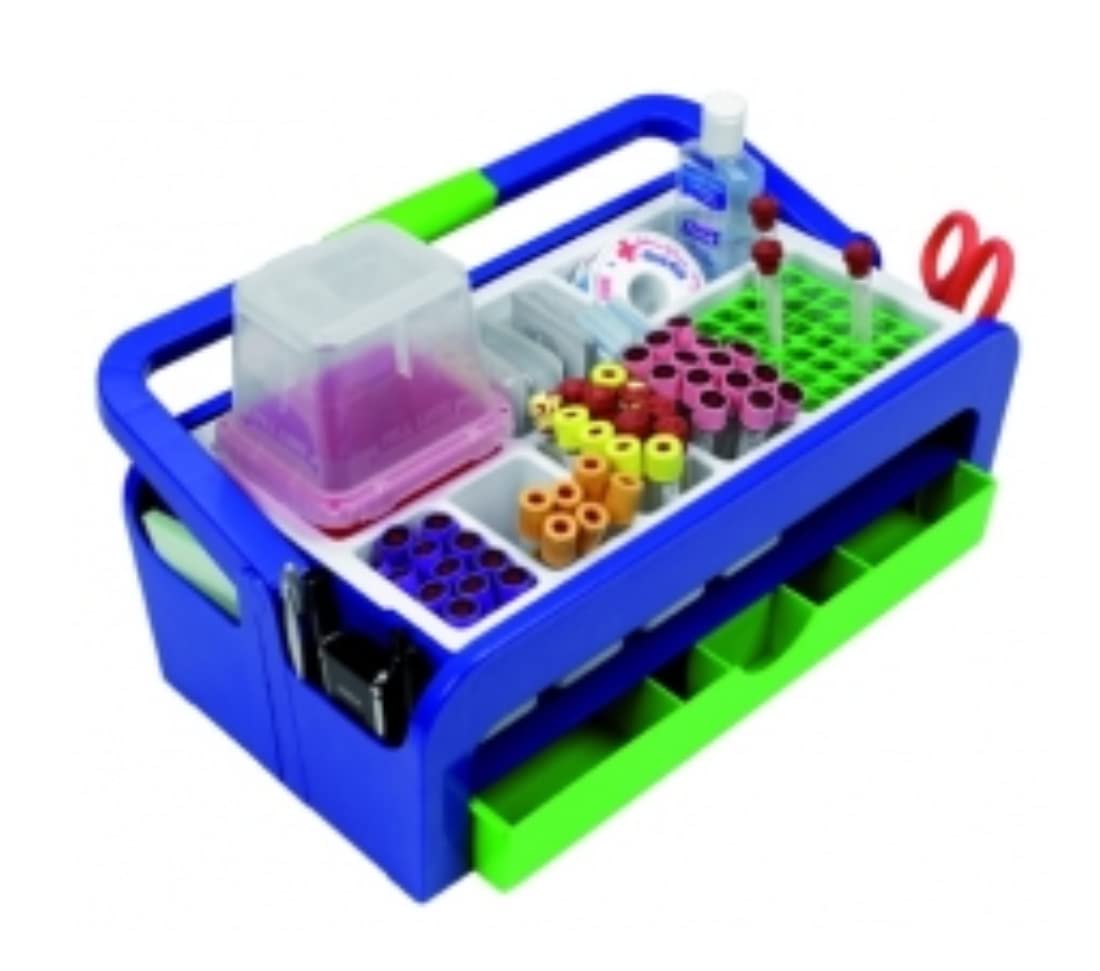 Heathrow Scientific Phlebotomy Tray Tote with Drawer & Folding Handle - Lightweight Medical Supply with Disposable Inserts - Perfect for Blood Draws, Lab Work & Mobile Phlebotomy Services