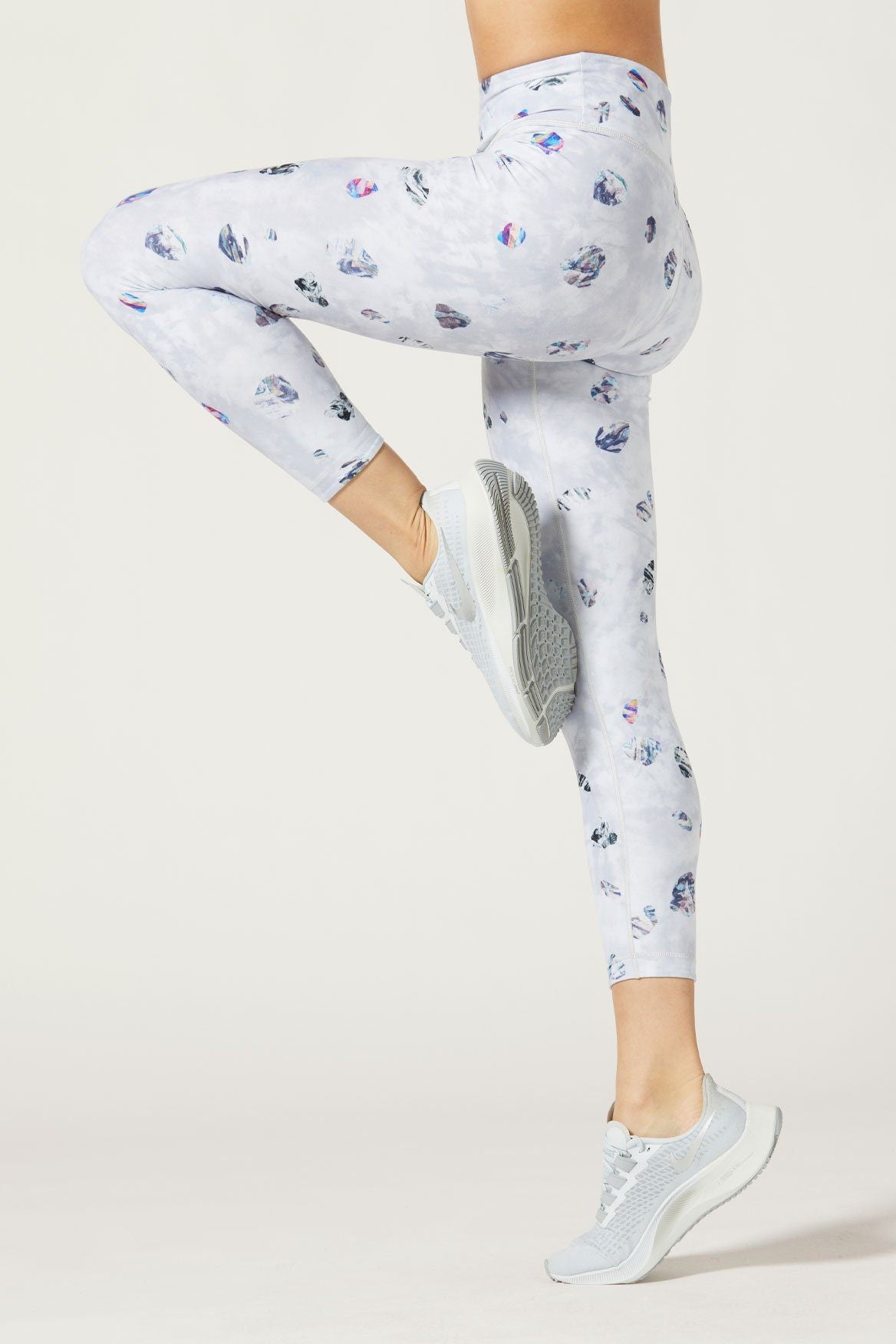 High Waist Reversible Leggings for Women - Asteroids Silver Print Yoga Pants, Tummy Control Workout Leggings for Running, Gym & Lounge Wear