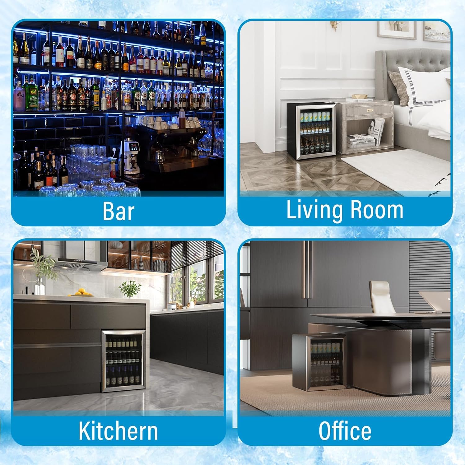 1.6 Cu Ft Beverage Refrigerator - 70 Can Mini Fridge for Soda, Beer & Wine with Adjustable Shelves & LED Display - Compact Cooler for Home, Bar, Office (Silver) - Perfect for Parties, Game Nights & Small Spaces