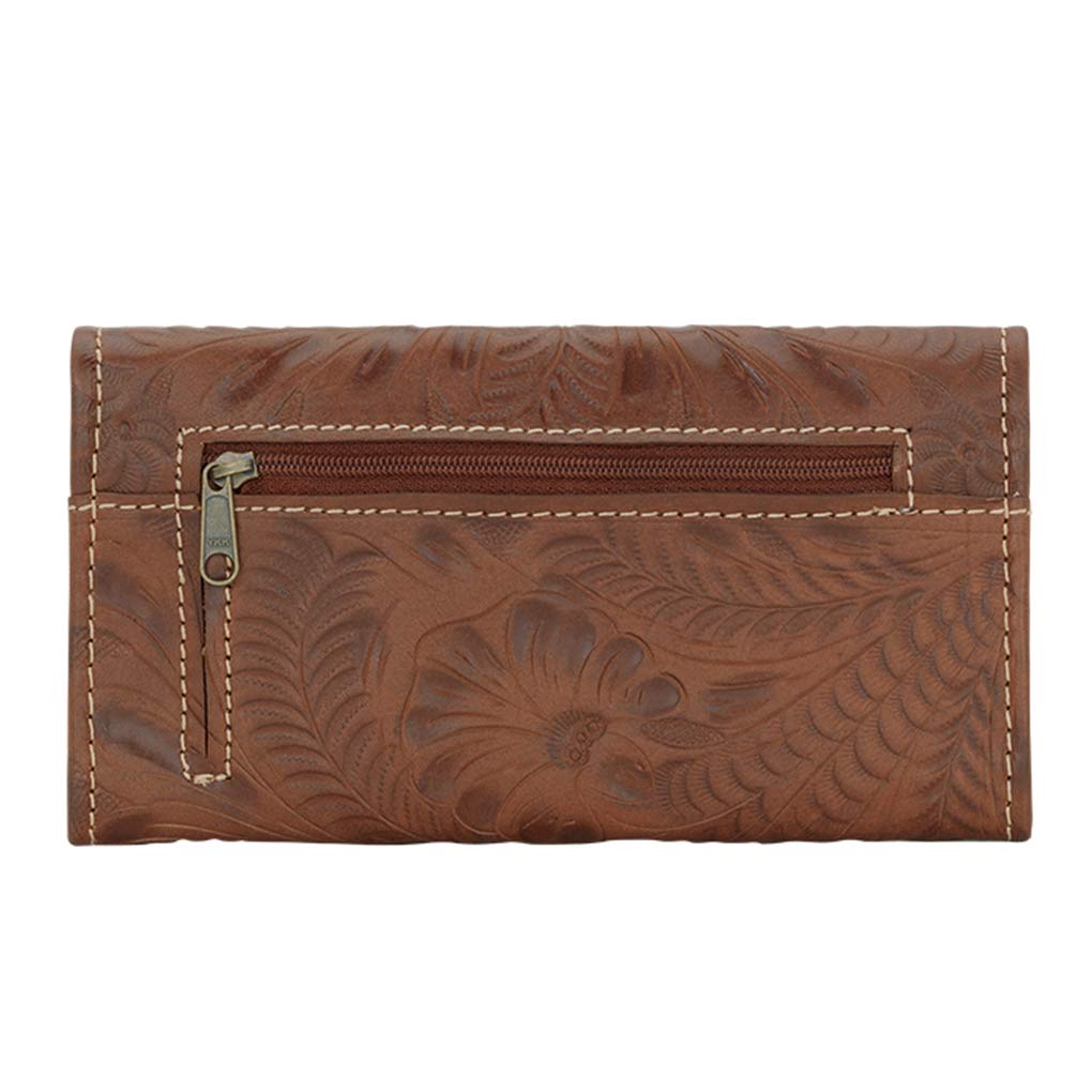 American West Women's Annie's Secret Tri-Fold Leather Wallet in Cream - Slim RFID Blocking Wallet for Credit Cards & Cash - Perfect for Everyday Use, Travel & Gift Giving