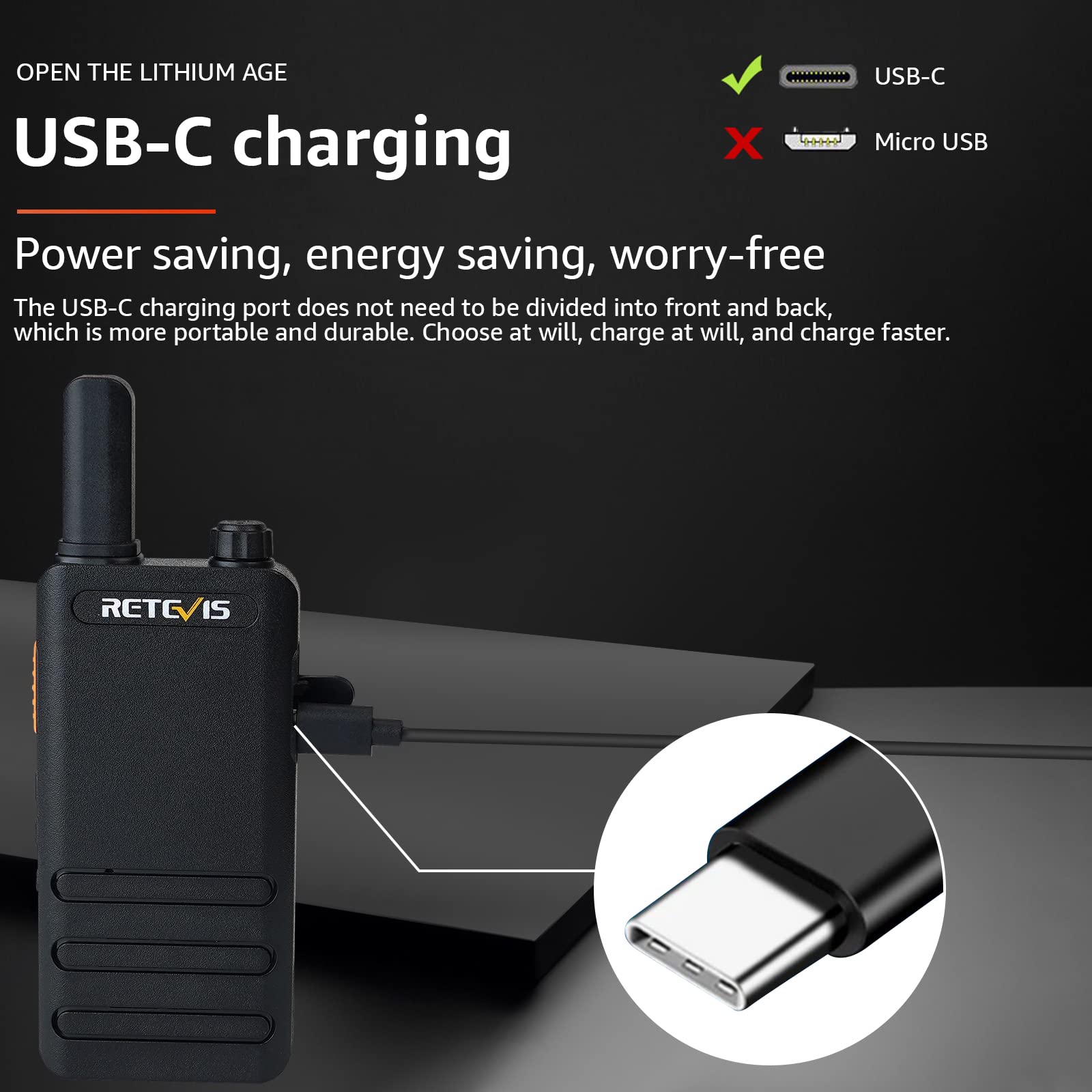 Retevis RT22P Walkie Talkies for Adults - New Version Ultra-Thin 2-Way Radios with Earpiece, Mic & USB-C Charger (1620mAh Rechargeable Battery) - 10 Pack for School, Hotel, Restaurant, Construction, Outdoor Activities